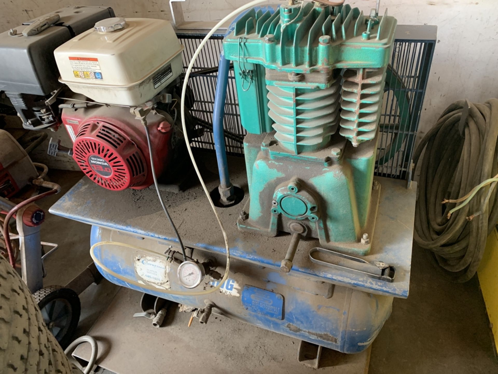 Portable Gas Compressor with HONDA 13hp motor and receiving tank