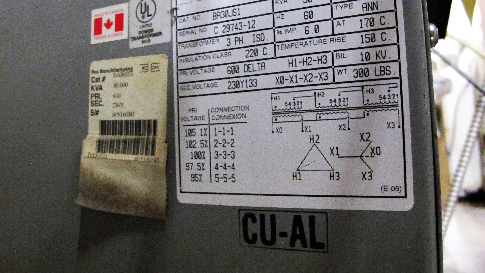 REX MANUFACTURING 30 KVA TRANSFORMER - Image 2 of 2