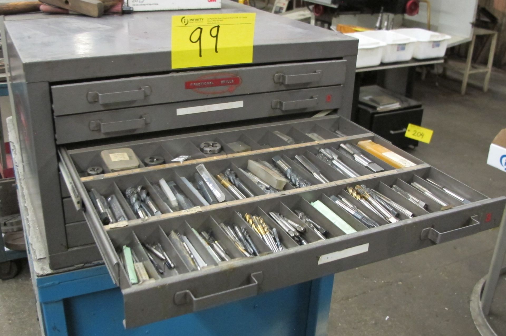 CLEVELAND 7 DRAWER TOOL CASE W/DRILL BIT/ENDMILL STOCK - Image 4 of 6