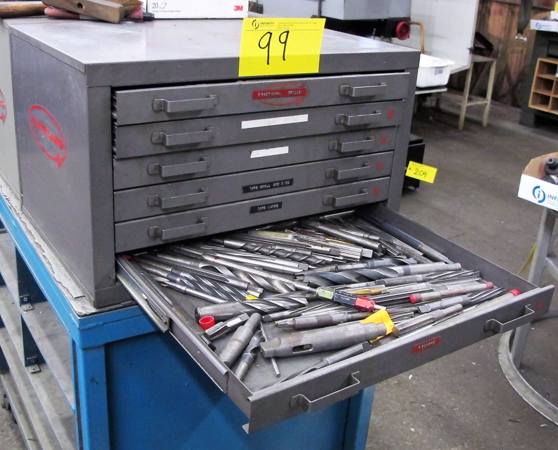 CLEVELAND 7 DRAWER TOOL CASE W/DRILL BIT/ENDMILL STOCK