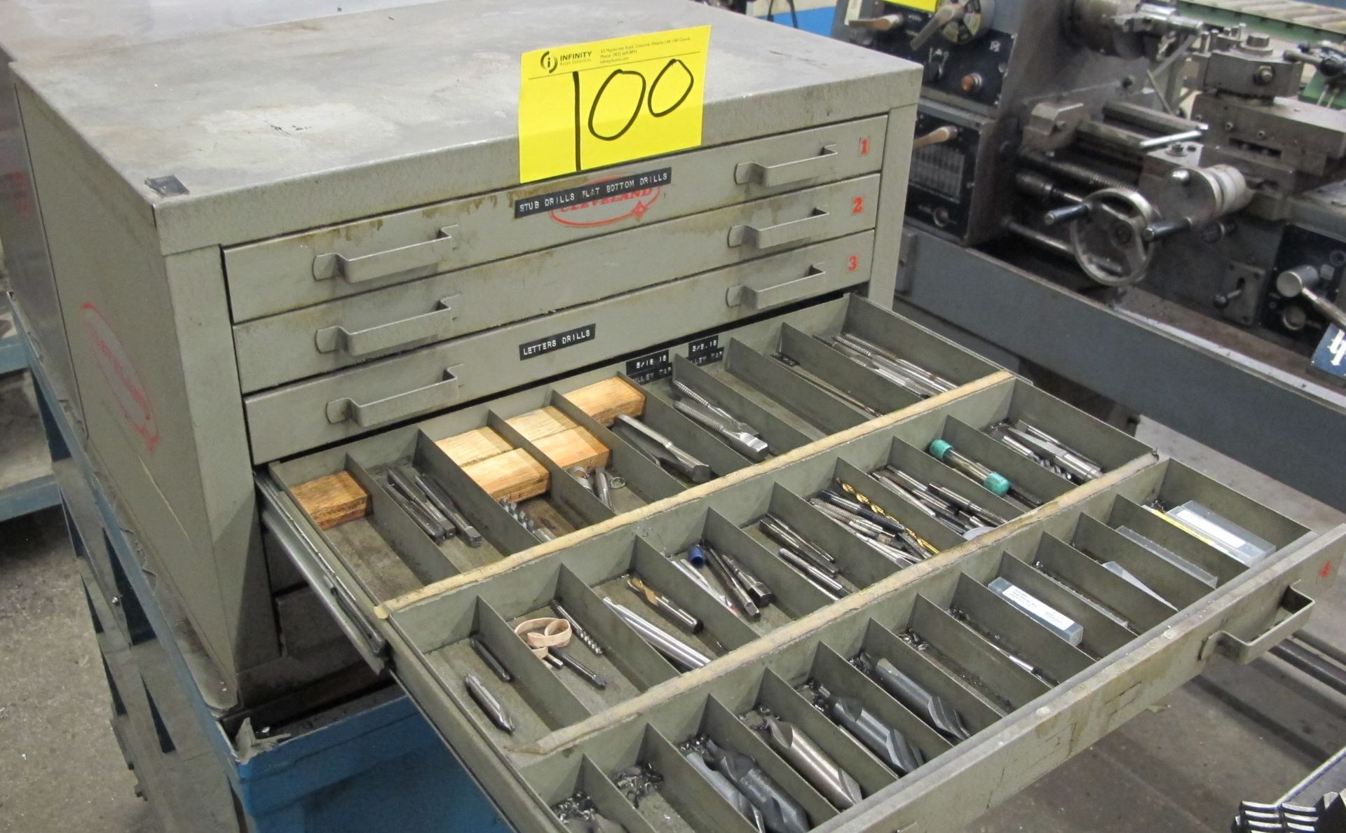 CLEVELAND 7 DRAWER TOOL CASE W/DRILL BIT/ENDMILL STOCK - Image 3 of 6