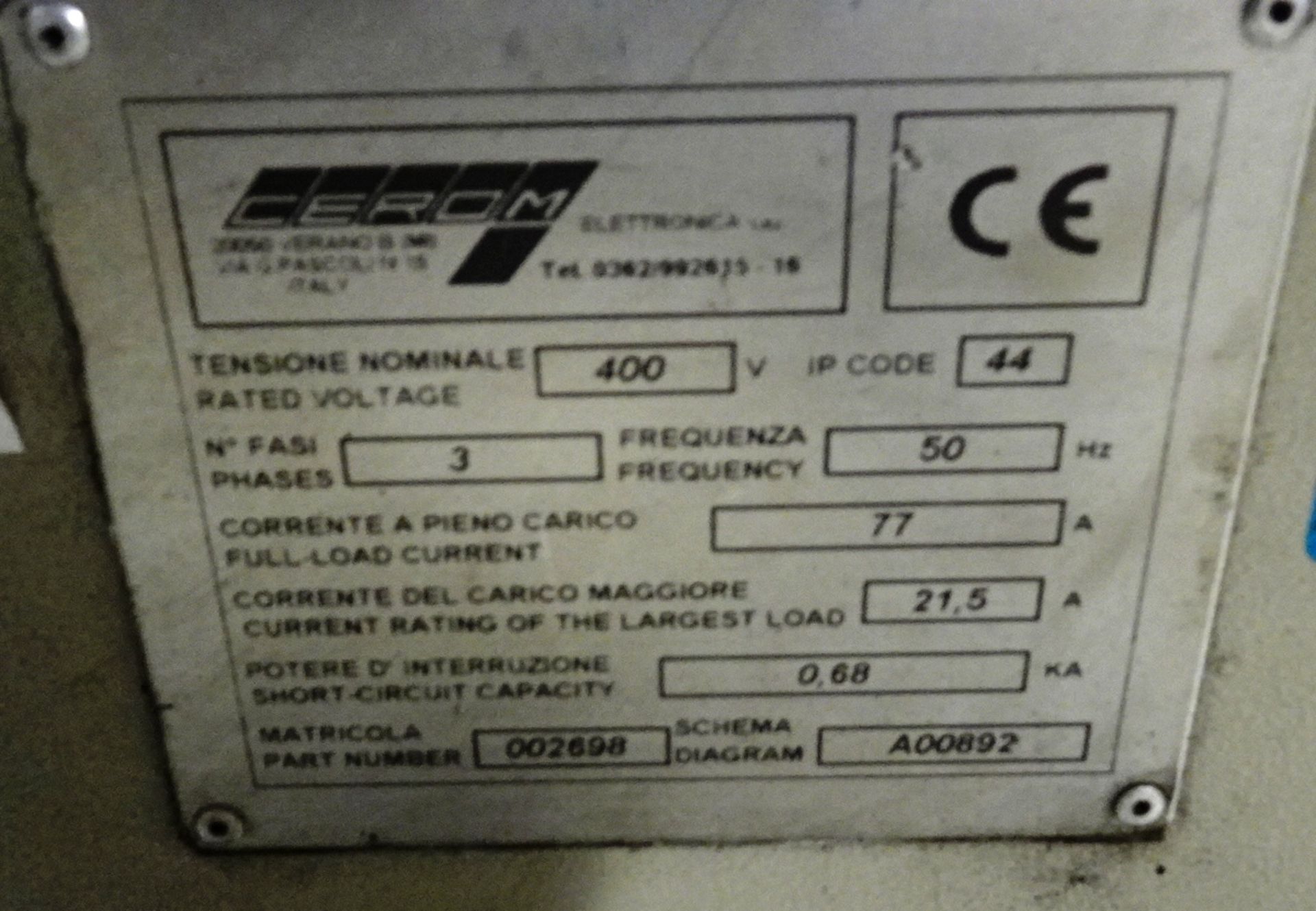 Foam Application System Consisting Of: Cerom OMS Polyurethane System, 400 Volts, 3/50 Phase Corema - Image 3 of 19