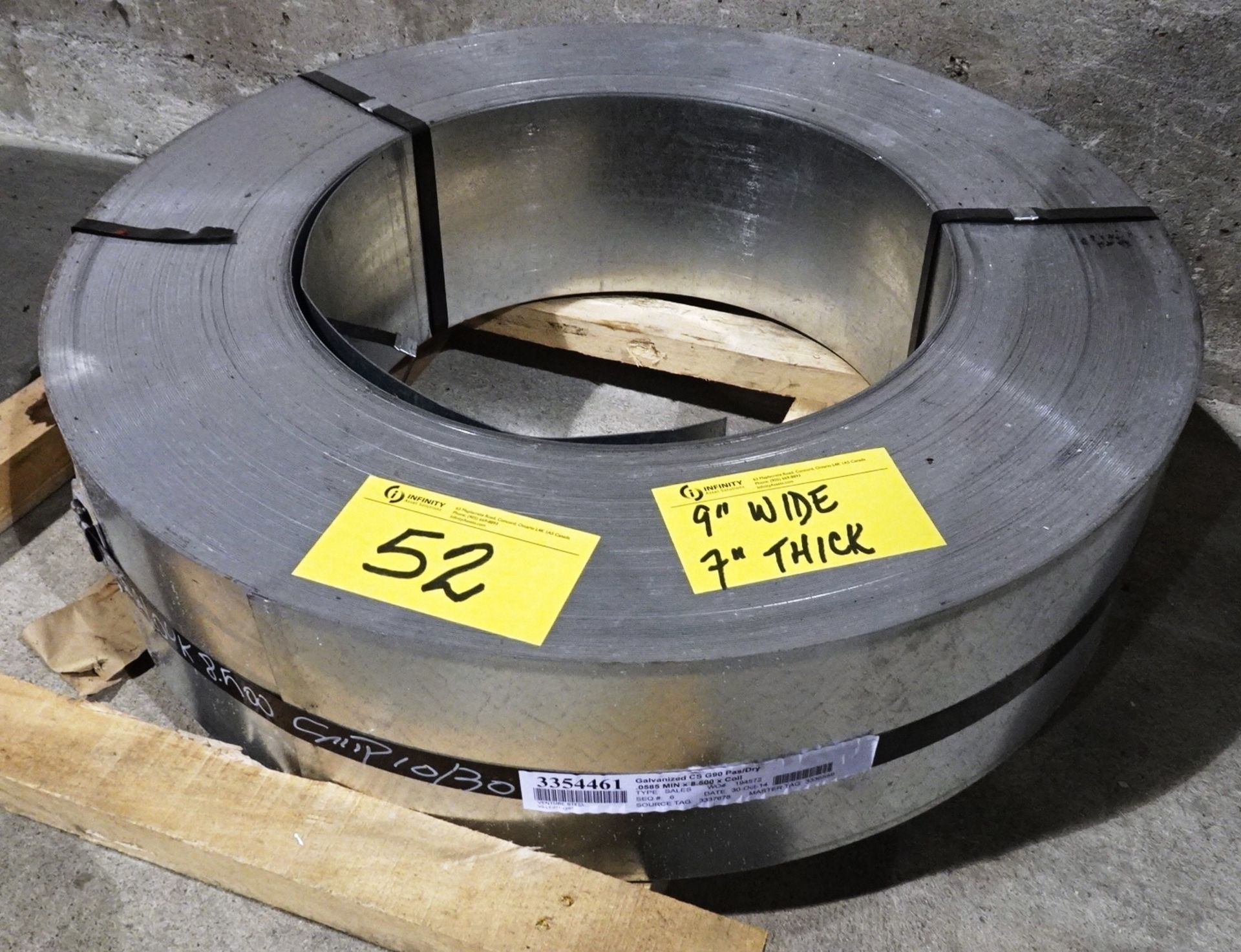 9" Wide x 7" Thick Roll of Galvanized CS G90 Pas/Dry