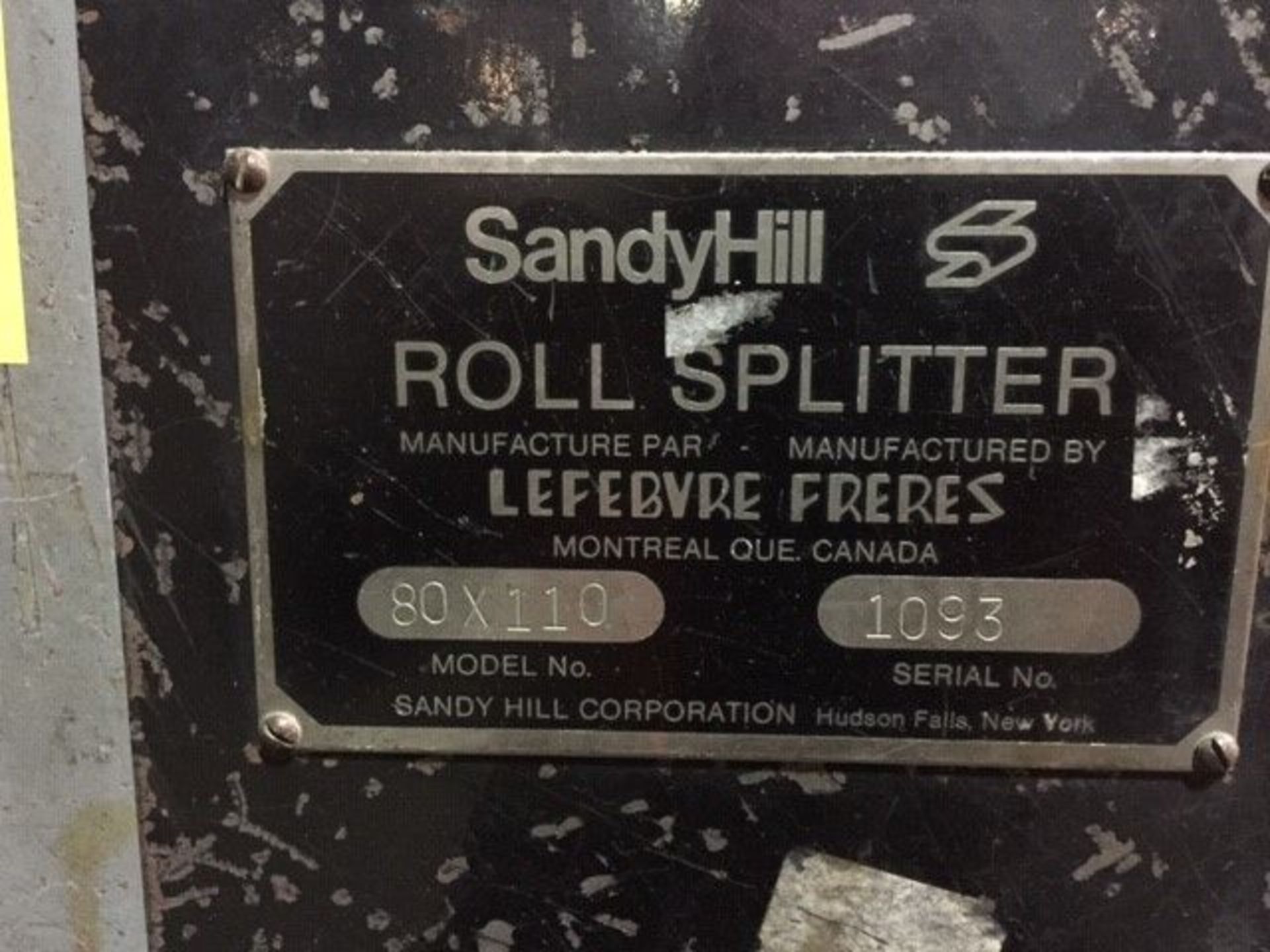 SANDY HILL 80X110 ROLL SPLITTER, S/N 1093 W/ BLADES - Image 8 of 8