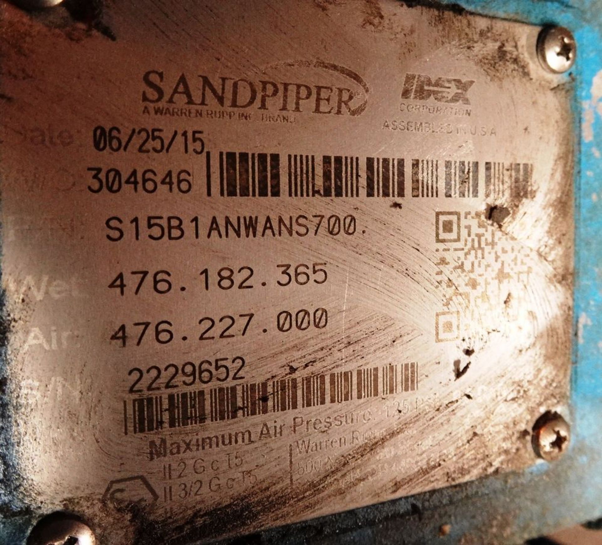 2015 SANDPIPER 304646 PNEUMTIC TRANSFER PUMP - Image 2 of 2