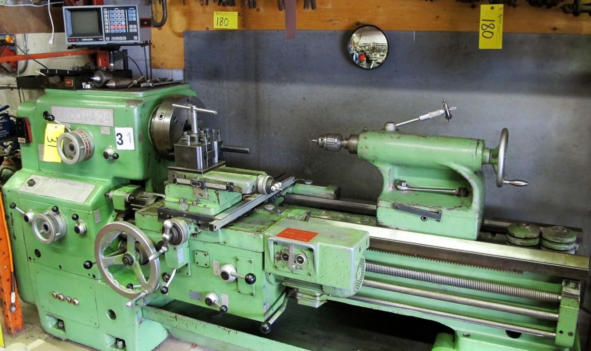 SIRCO PA-24 LATHE, S/N 6479, 3-JAW CHUCK, TAILSTOCK, QUICK CHANGE TOOL HOLDER, 44" BED, 24" SWING,