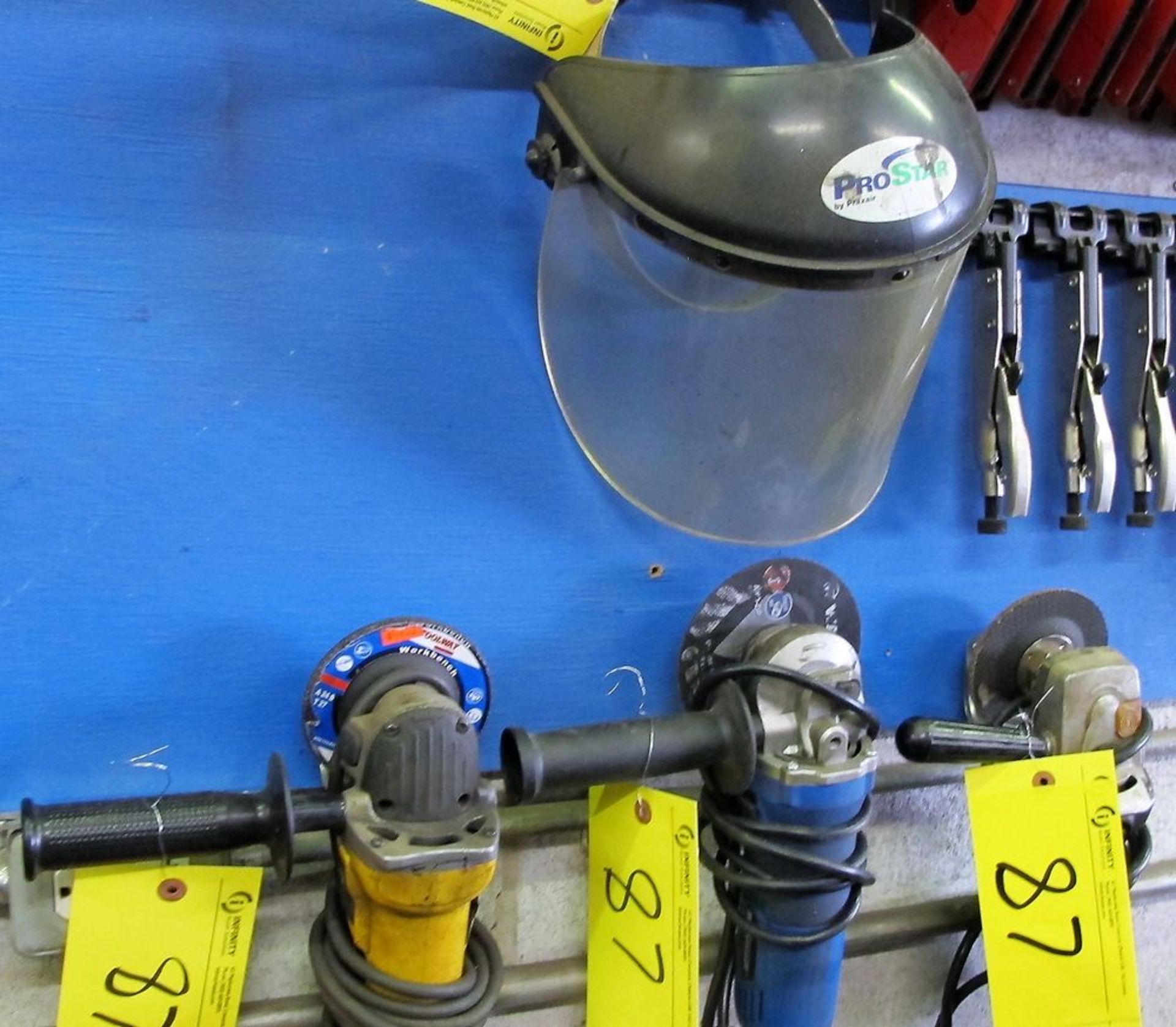 LOT 3-1/2" ASST. ANGLE GRINDERS AND WELDING MASK