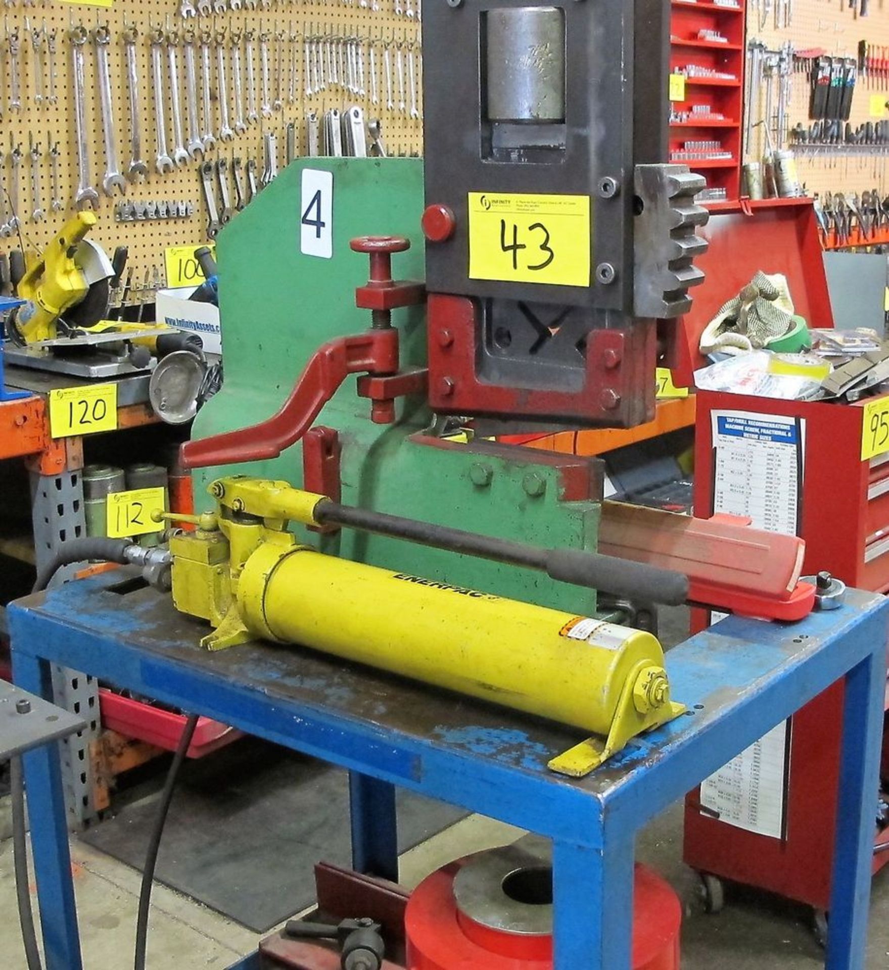 HYDRAULIC SHEAR W/ ENERPAC HYDRAULICS AND METAL HEATER