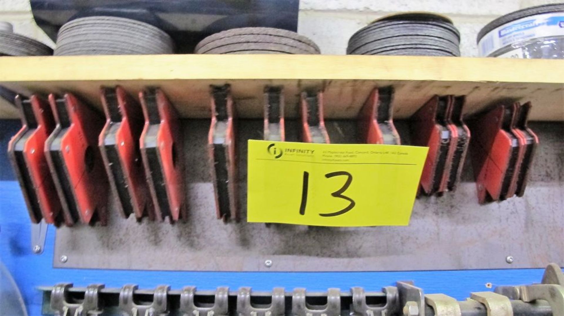 LOT OF (5) STORAGE TABLES W/ ALLOY WIRE STOCK (SILVER, ALUMINUM, BRONZE) AND (18) WELDING MAGNETS - Image 2 of 3