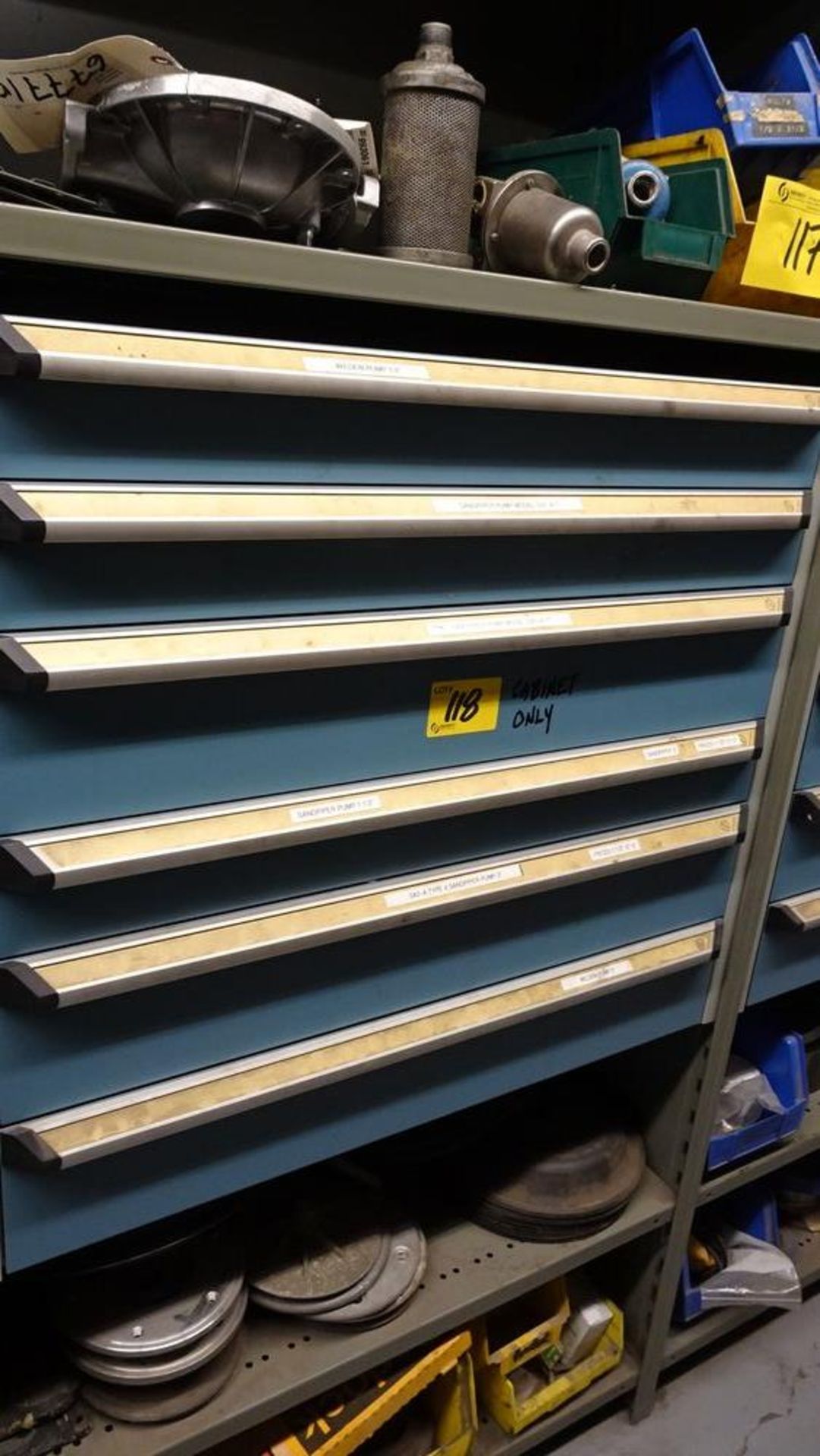 (2) ROWS OF (4) SECTIONS PER ROW OF SNAP SHELVING C/W STORAGE CABINETS - Image 3 of 6