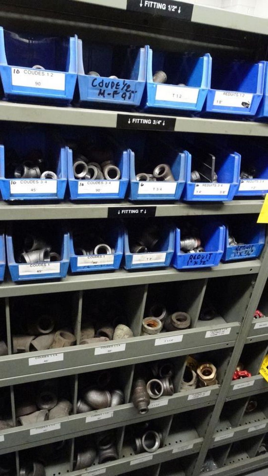 (3) SECTIONS SNAP SHELVING C/W ASSORTED PIPE FITTINGS & BINS - Image 4 of 5