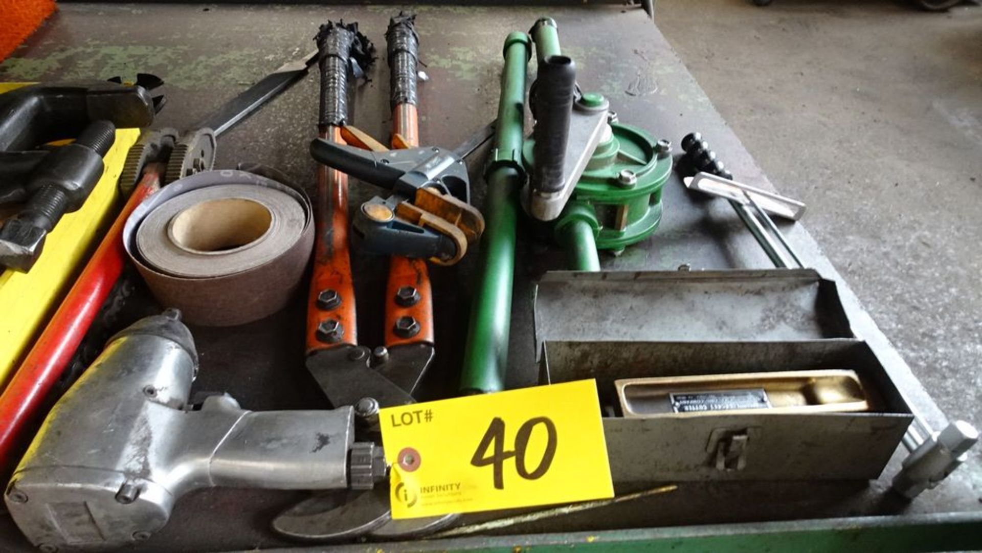 ASSORTED TOOLS: CLAMPS, IMPACT GUN, CUTTER, HAND PUMP & GAS CUTTER - Image 2 of 4