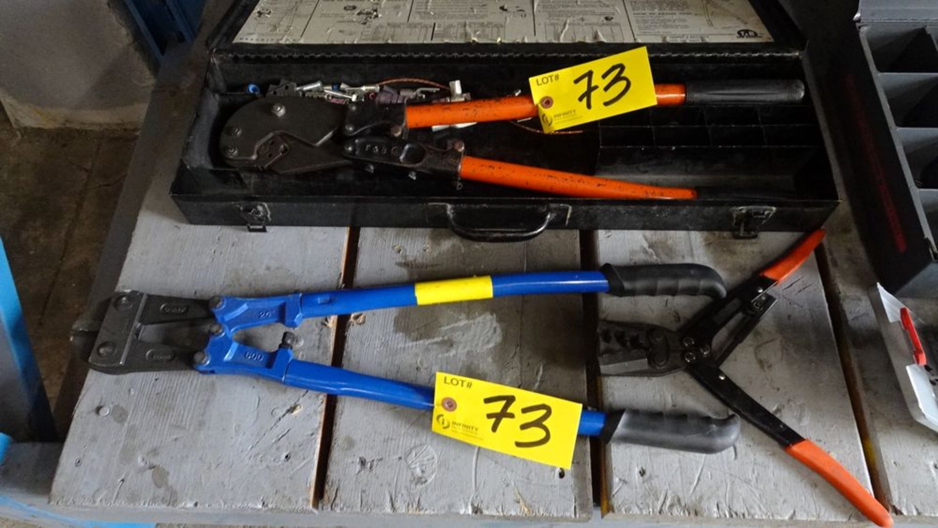 ASSORTED TOOLS, CRIMPER, BOLT CUTTER, DRILL BITS, KEY WAYS BOX - Image 3 of 4