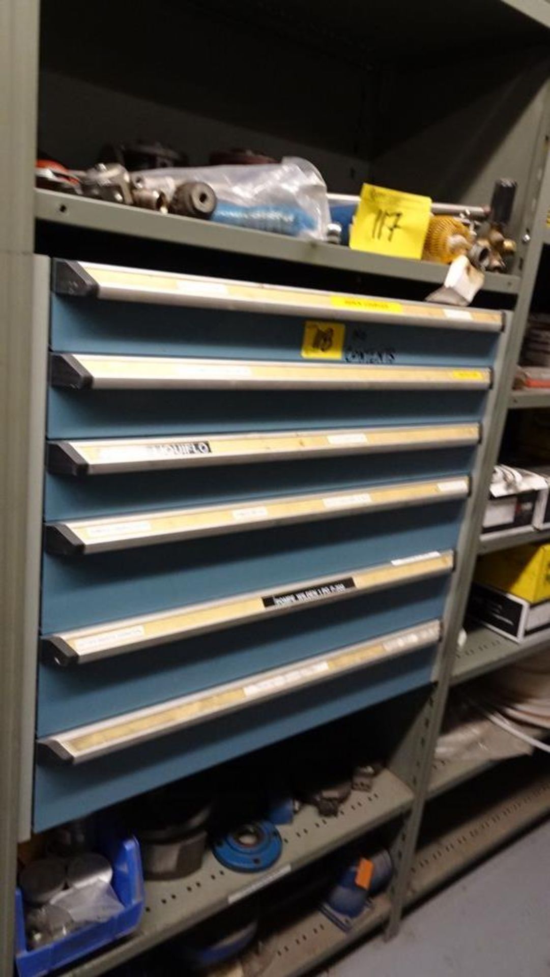 (2) ROWS OF (4) SECTIONS PER ROW OF SNAP SHELVING C/W STORAGE CABINETS - Image 4 of 6