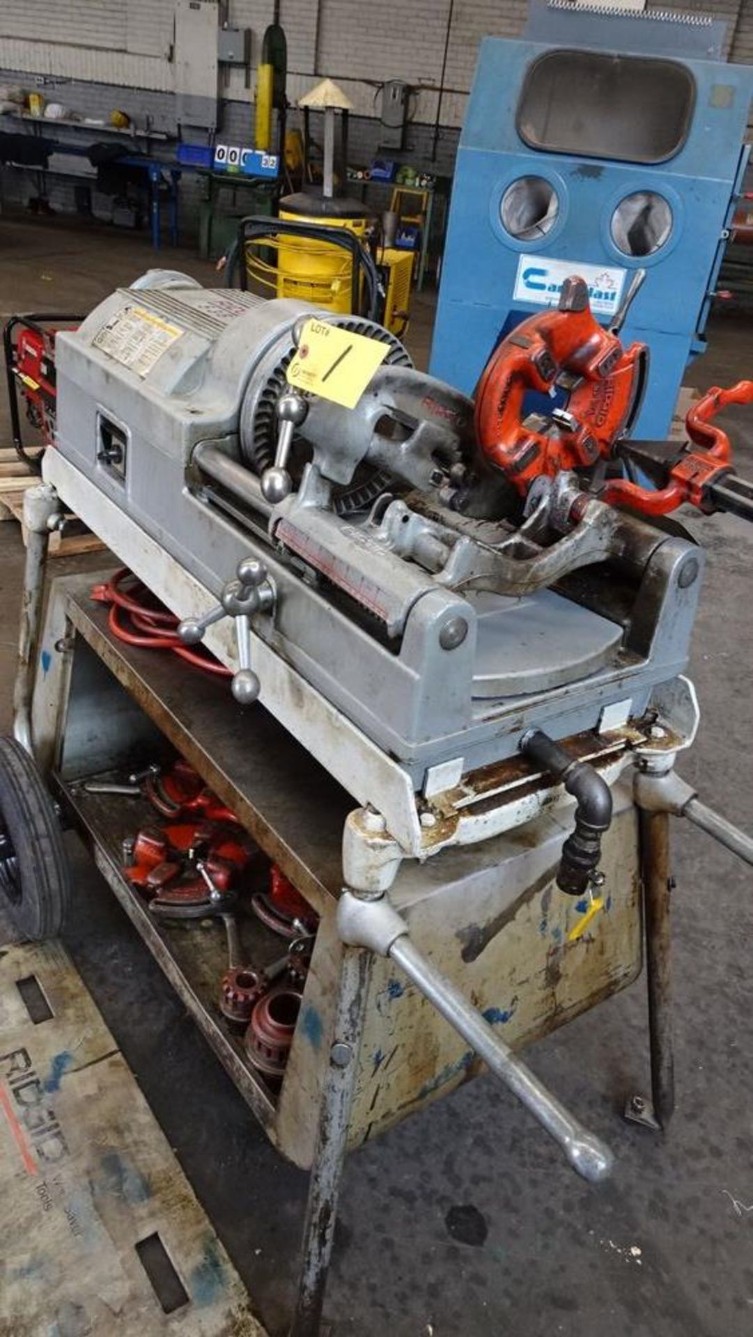 RIDGID 535 THREADER C/W SPARE HEADS, DIES, FOOT CONTROL, CART MOUNTED (RIGGING FEE $25) - Image 2 of 5