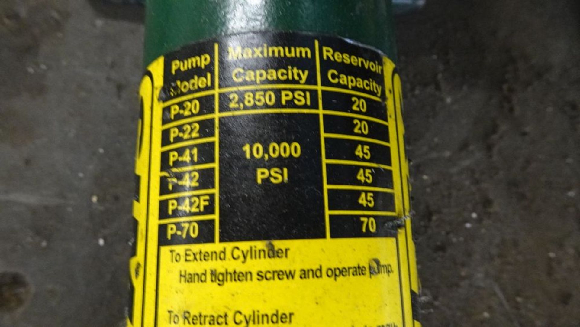 SIMPLEX HYDRAULIC PUMP, 10,000 PSI CAPACITY - Image 2 of 3