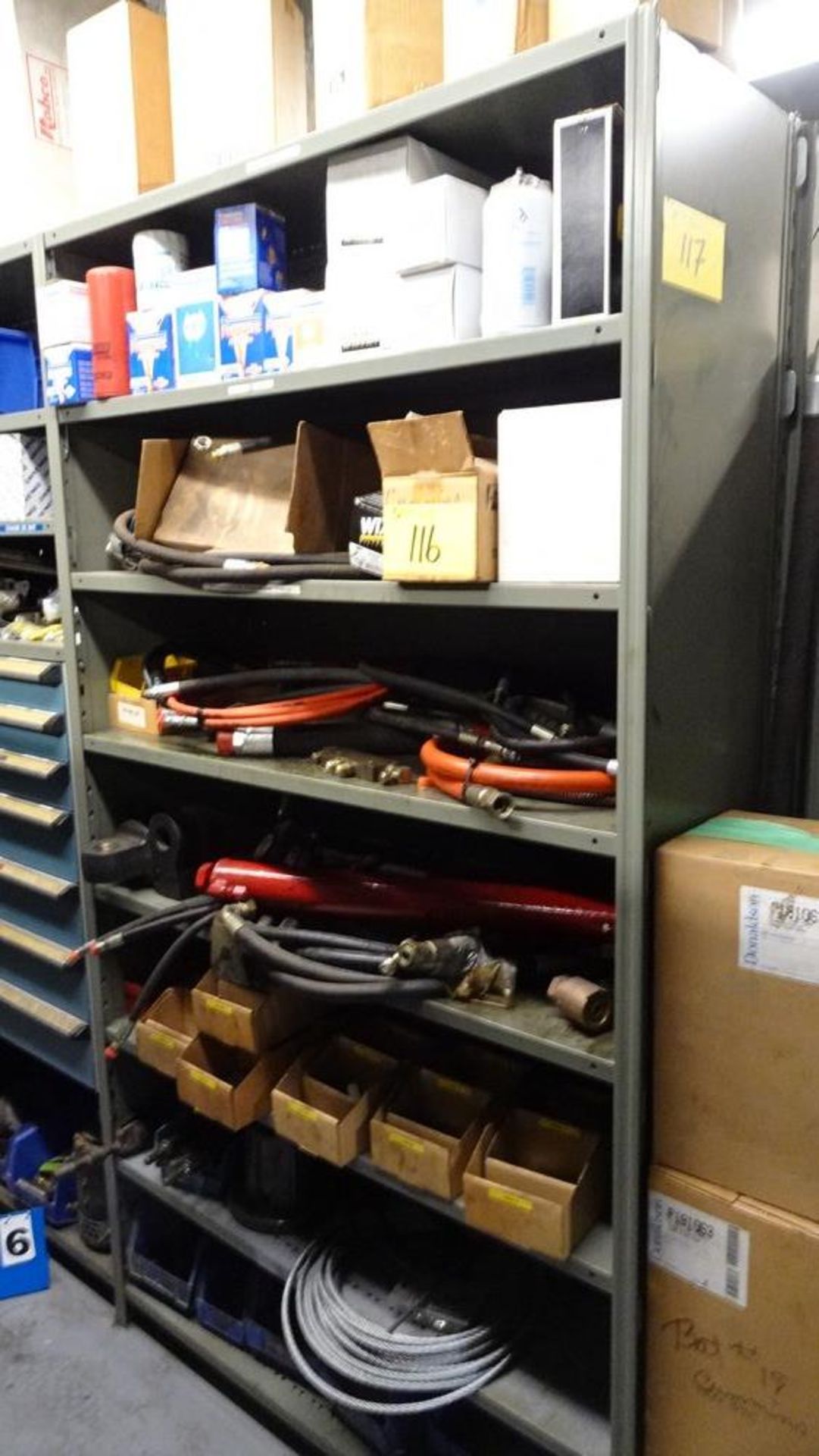 ASSORTED INVENTORY: HOSES, CYLINDERS, COUPLERS, ETC ON SHELVING - Image 2 of 15