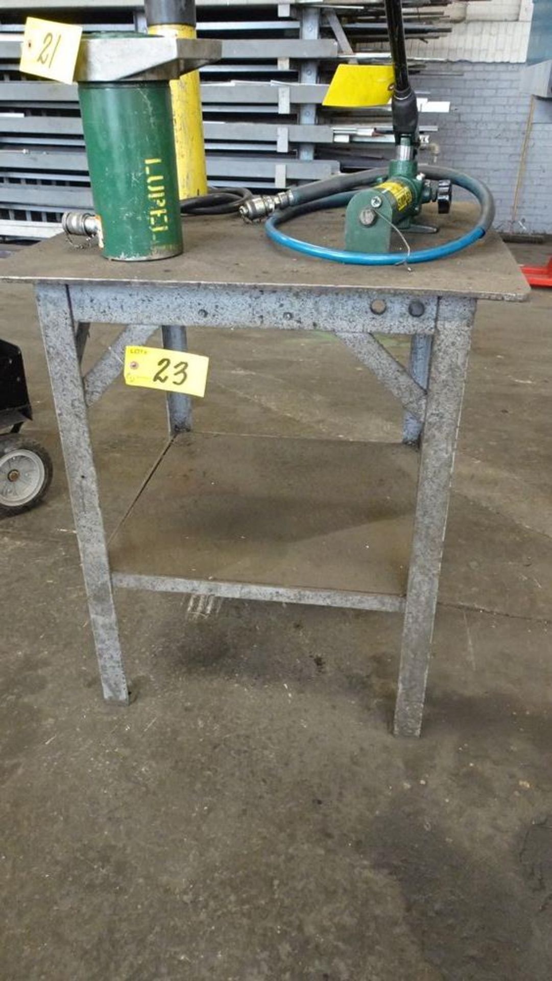 30" X 30" X 35" HIGH STEEL SHOP TABLE