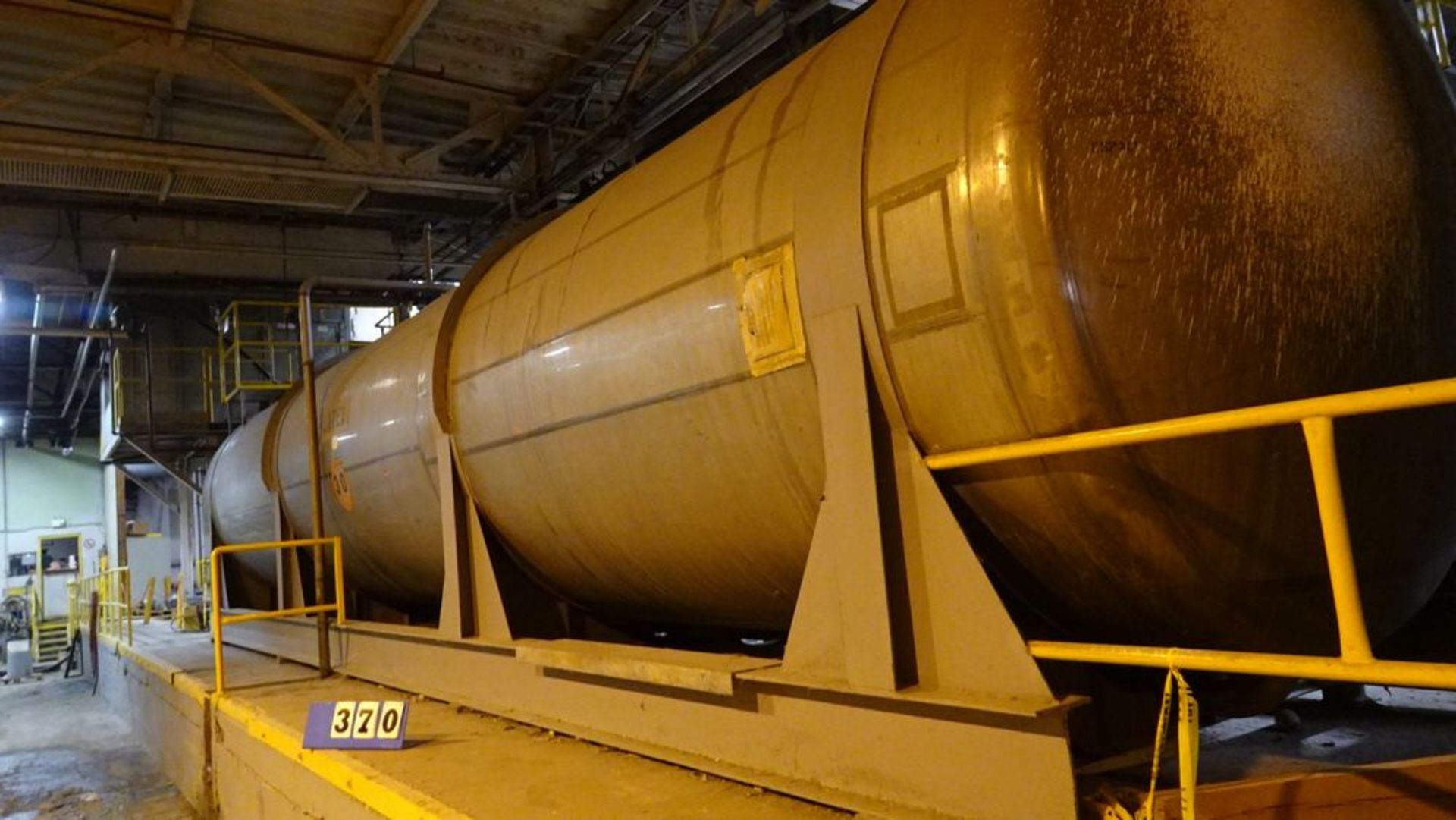 65,000 LITRE HORIZONTAL S.S. STORAGE TANK, SKID MOUNTED, 8' X 40' LONG (RIGGING FEE $3,195) - Image 2 of 3