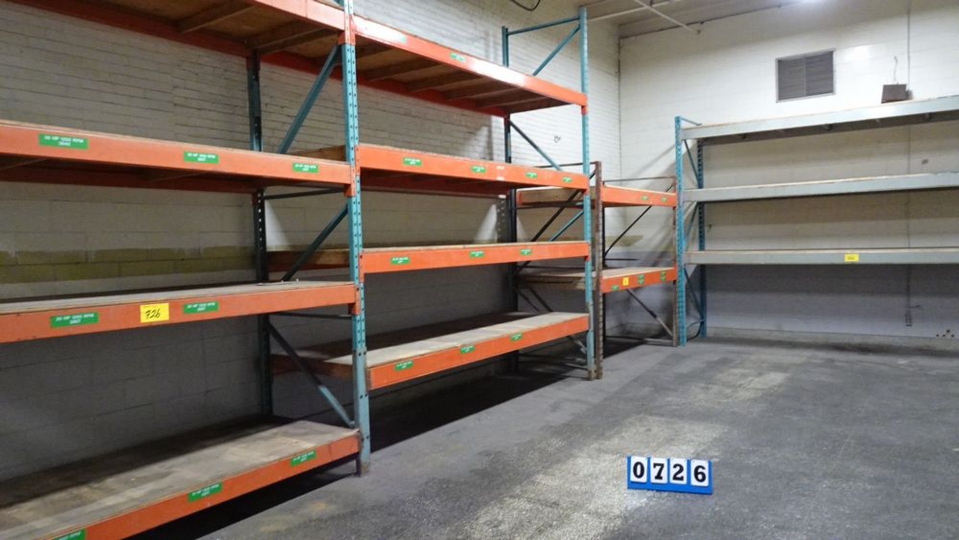 LOT (6) SECTIONS PALLET RACKING (RIGGING FEE $210)