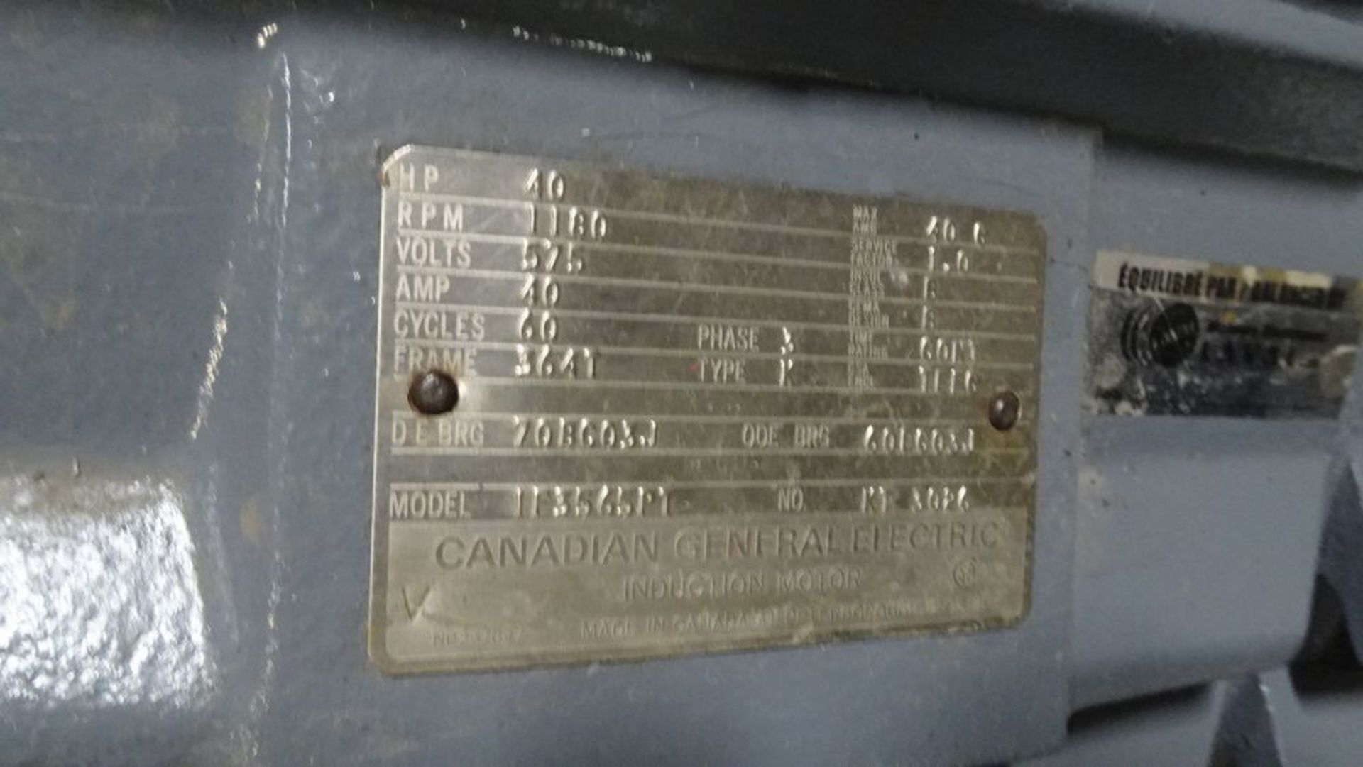 40 HP E/M, 1180 RPM, 575V (RIGGING FEE $25) - Image 3 of 3