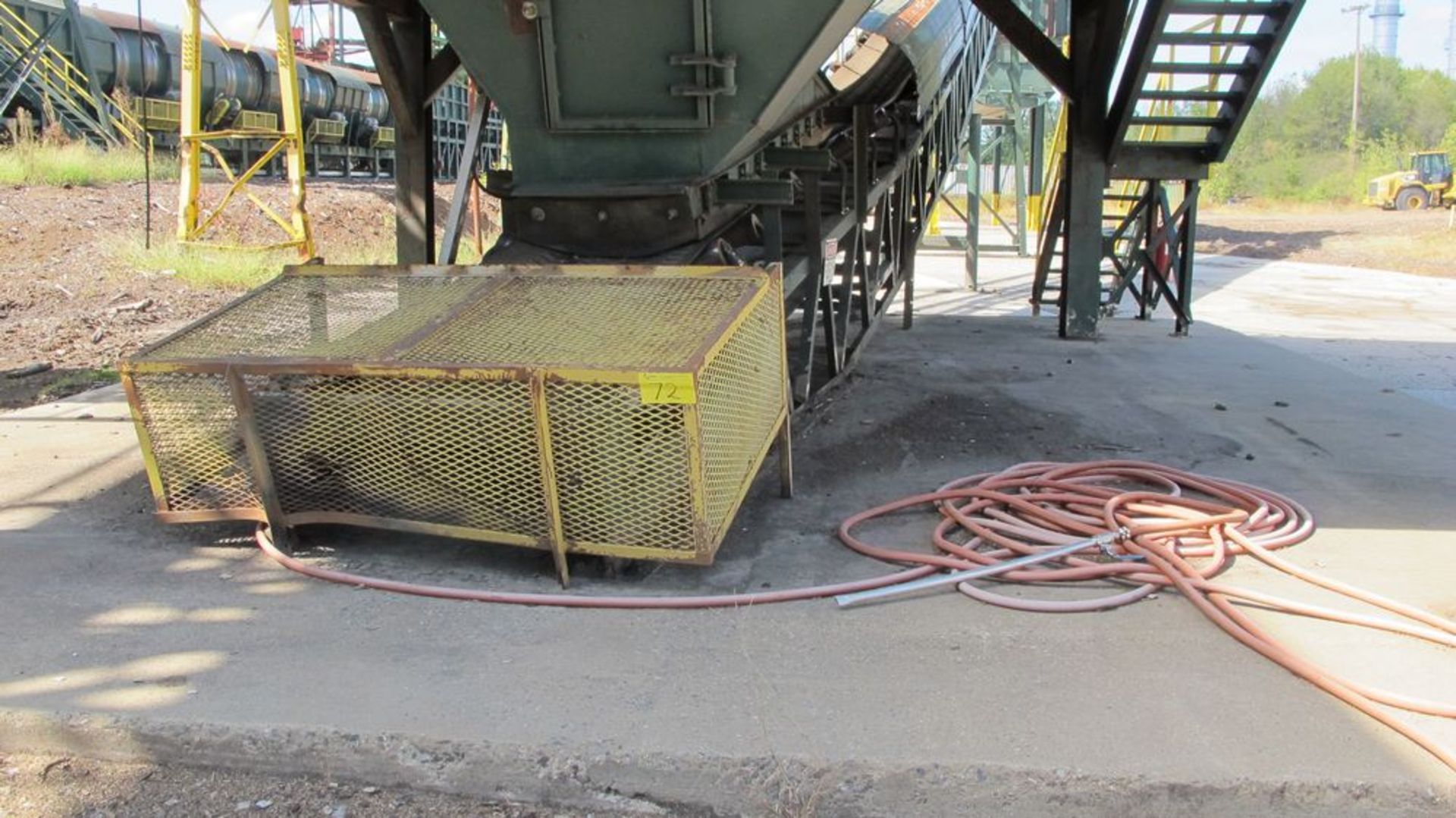 APPROX 100'L INCLINE TROUGH RUBBER BELT (41"W) CONVEYOR W/MOTOR/DRIVE AND ELECTRICAL CABLES DUCT - Image 2 of 3