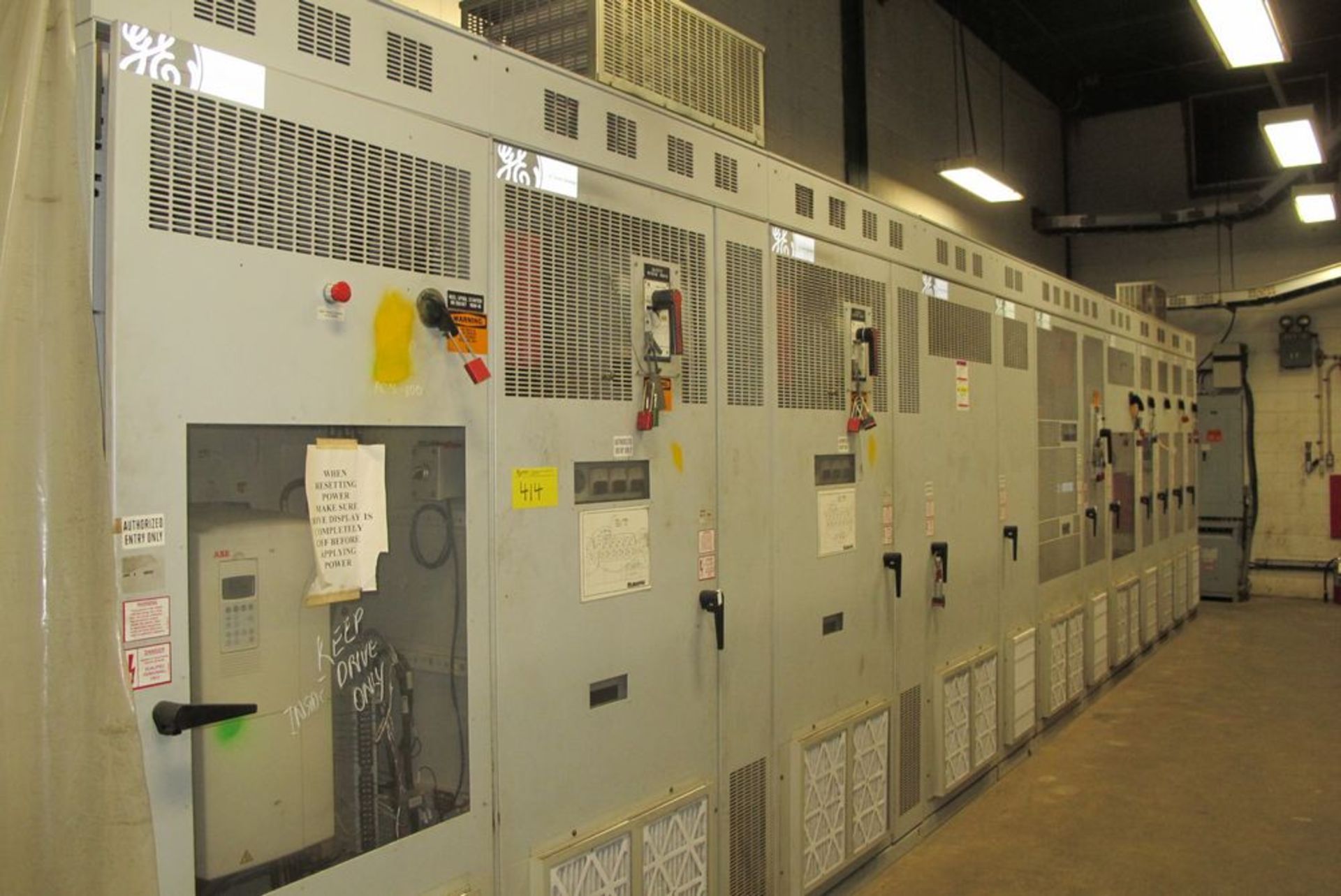 GE DRIVE SYSTEMS 14 PANEL DRIVE SYSTEMS ELECTRICAL PANELS (EXCLUDES 1 ABB DRIVE AS MARKED) (BLDG 46