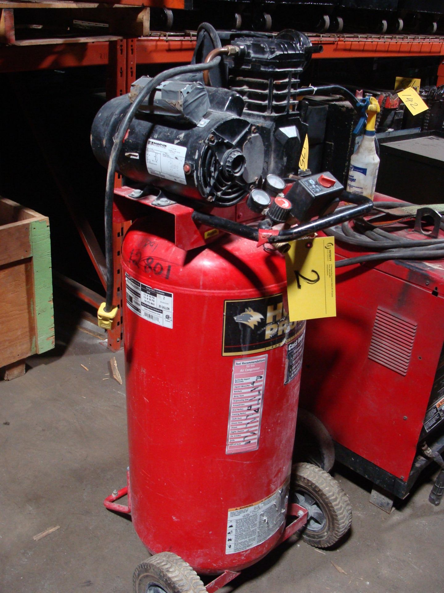 2HP UPRIGHT AIR COMPRESSOR, 30GAL