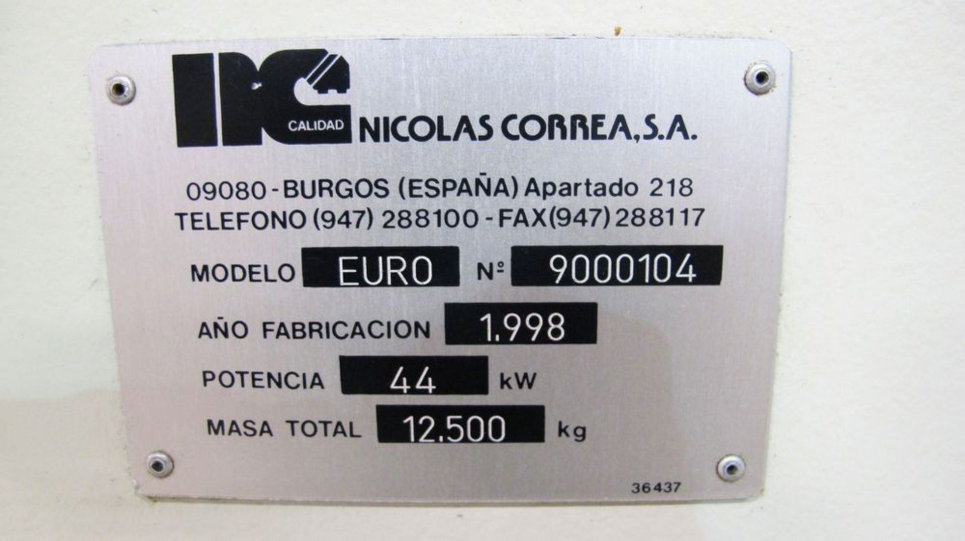 NICOLAS CORREA Euro-2.000 CNC Bridge Type Vertical Machining Center (4th Axis) - Image 18 of 18