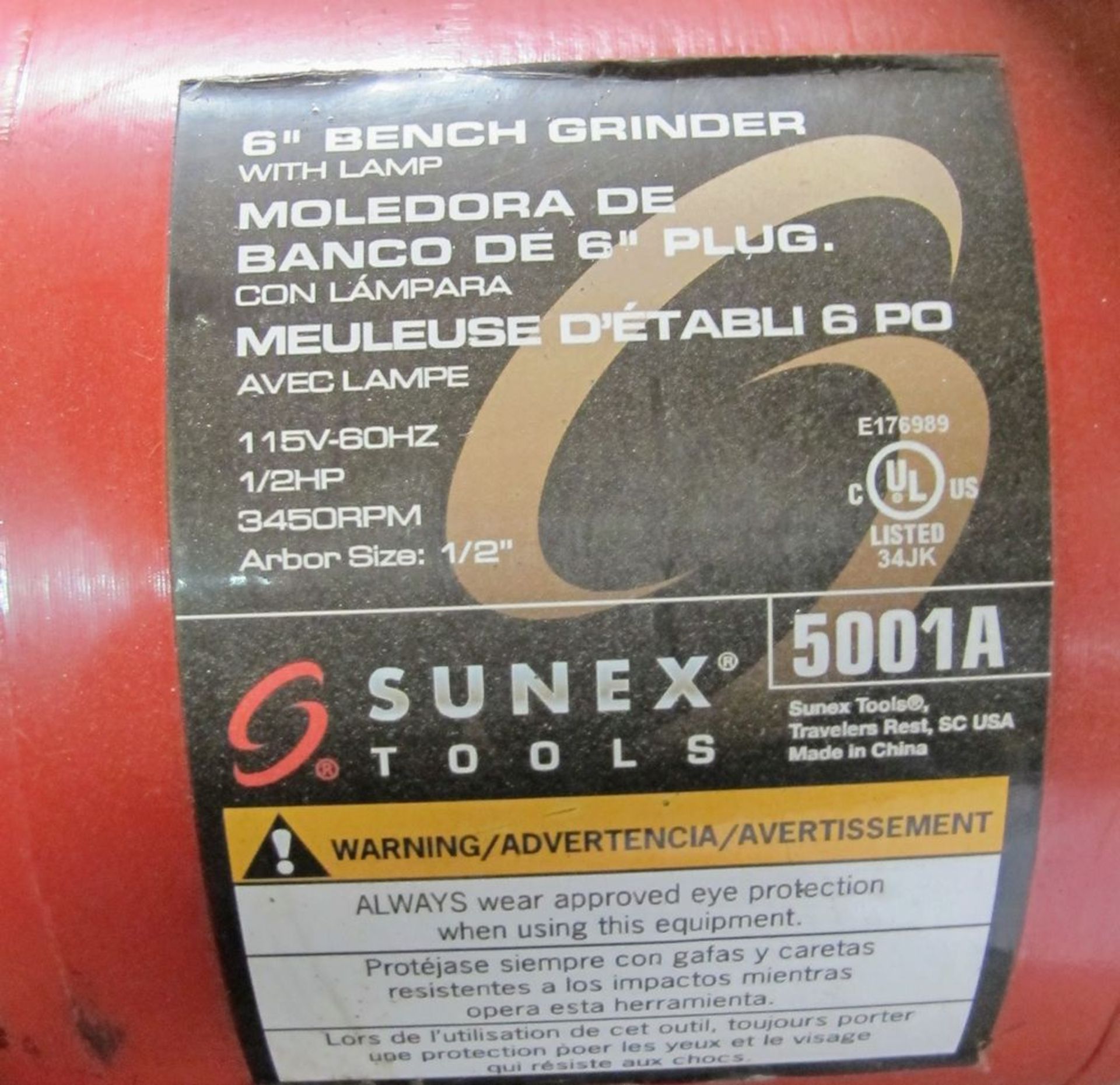 SUNEX 6" BENCH GRINDER - Image 2 of 2