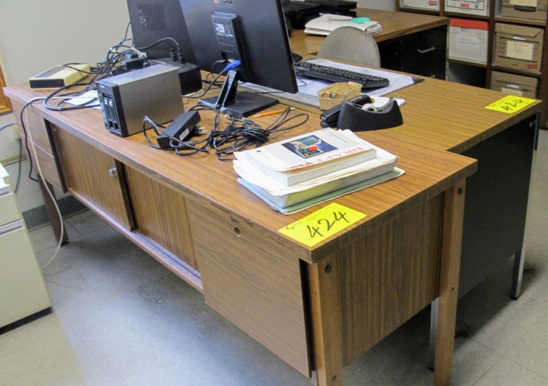 (2) DESKS, CHAIRS, SHELF - Image 3 of 3