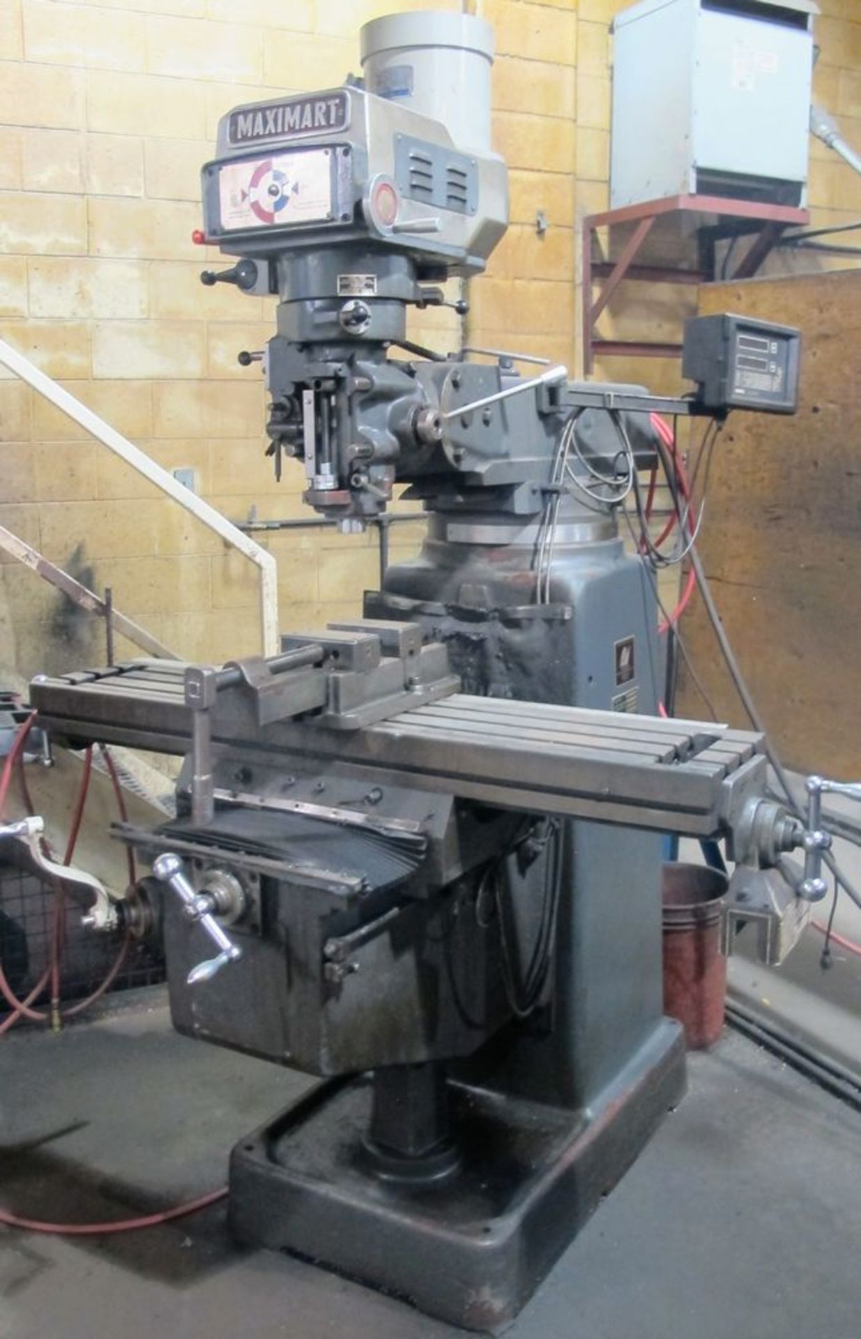 MAXIMART S-3VS Vertical Milling Machine, s/n 991073, 10” x 50” Table, Newall 2-Axis DRO, 3HP, 4, - Image 2 of 8