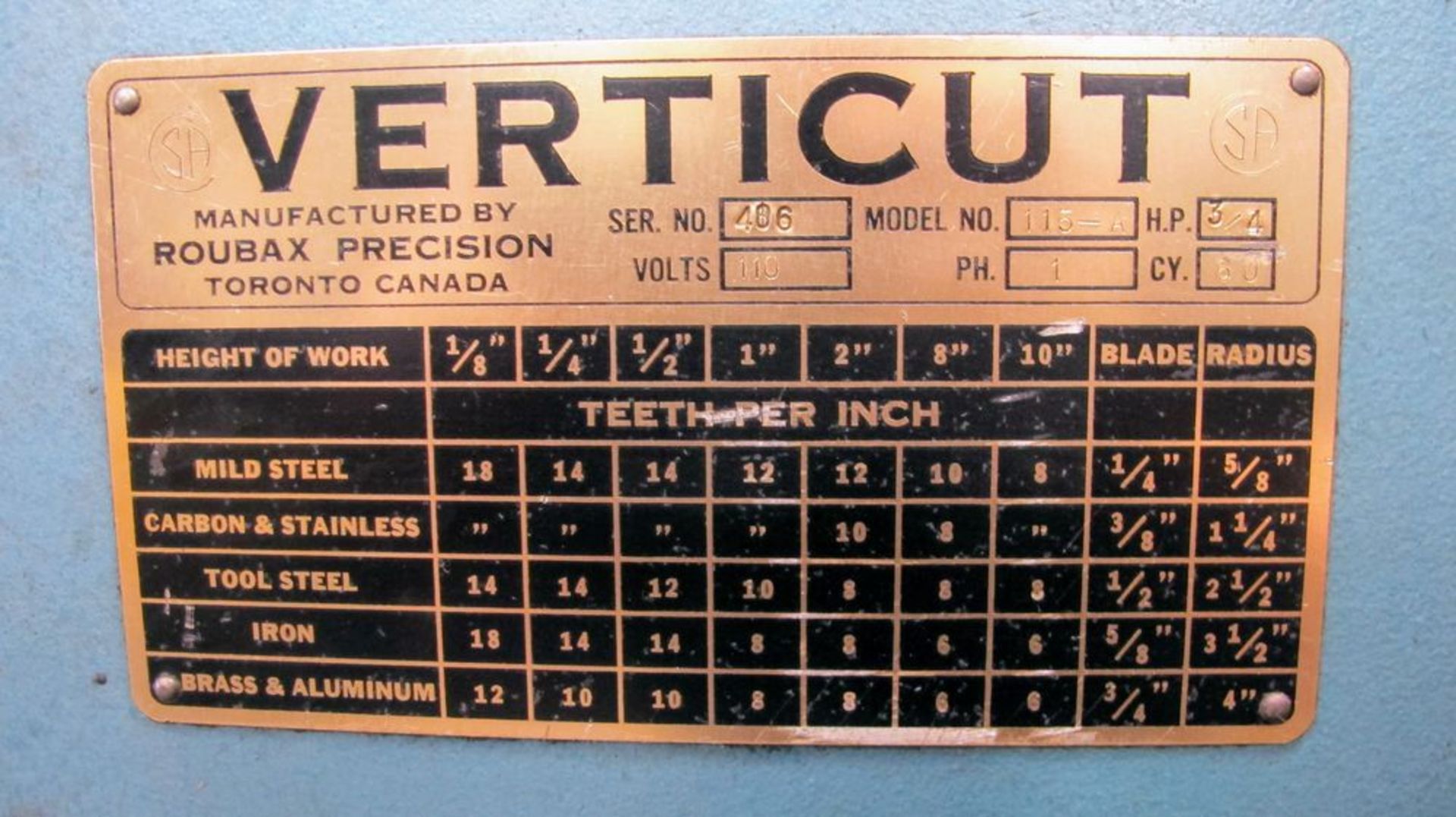 ROUBAX VERTICUT 115-A Roll-in Saw, s/n 486 - Image 4 of 4