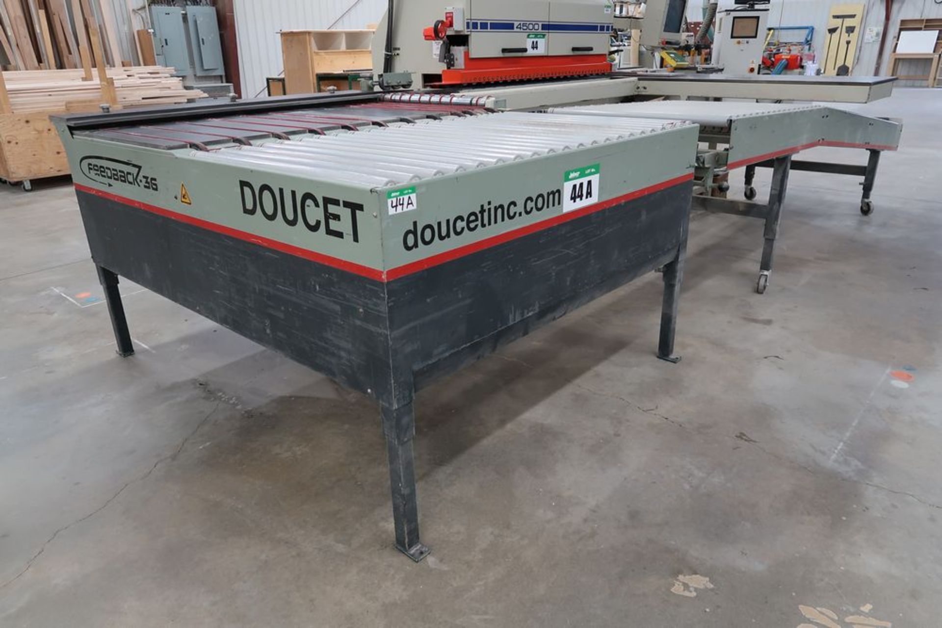 DOUCET FEEDBACK FB-36-5-17-G OUT FEED TRANSFER SYSTEM P/W 1/4HP/90V MAGNET DC MOTOR