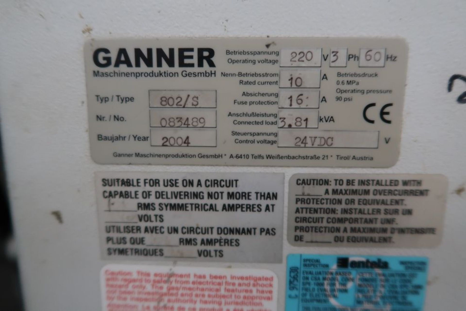 GANNER MODEL GANOMAT EXPRESS MODEL 802/S BORING & HINGE INSERTING MACHINE, 2 STATION S/N 083489 ( - Image 3 of 3