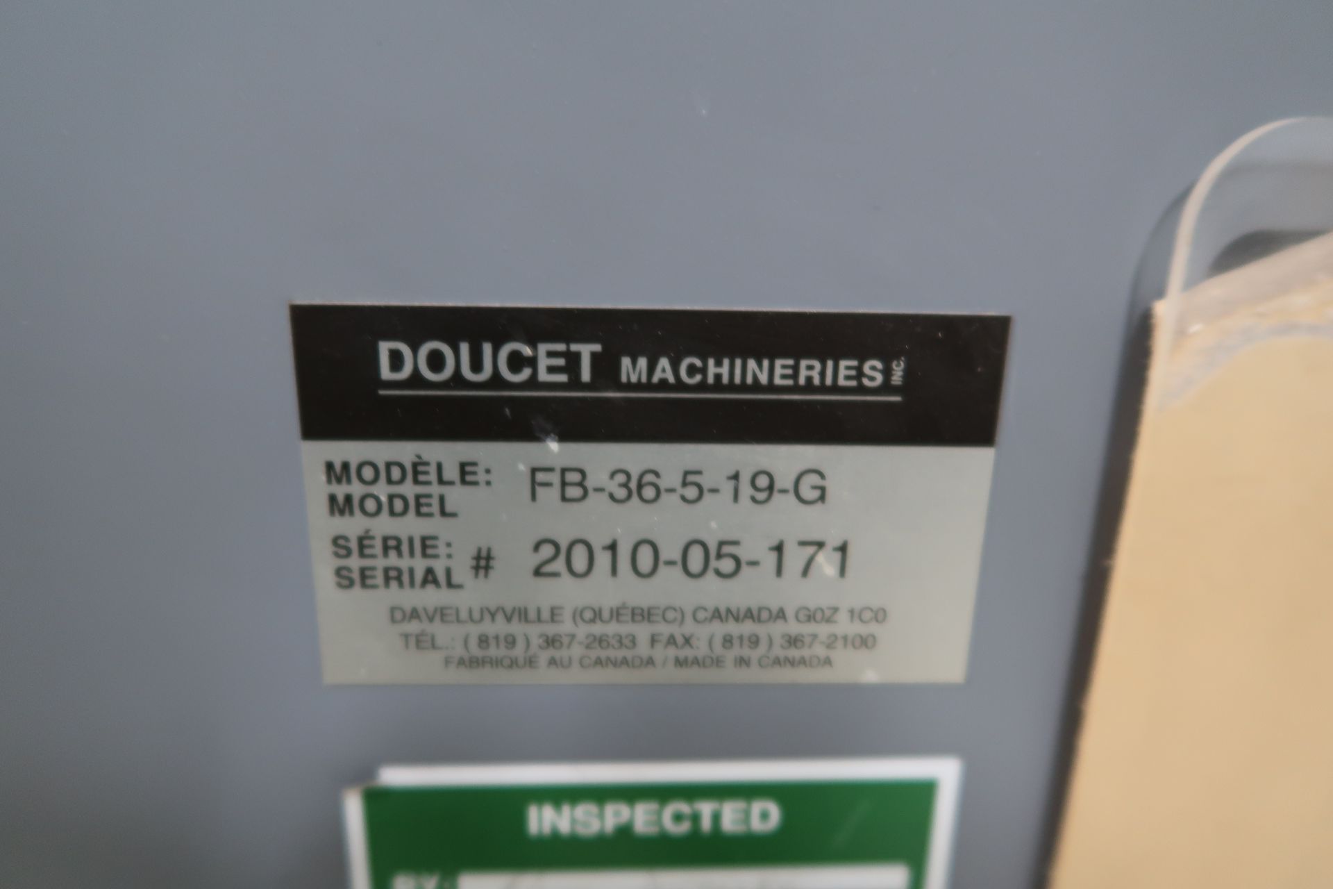 DOUCET FEEDBACK - 36 RETURN CONVEYOR SYSTEM MOD. FB-36-5-19-G S/N 2010-05-171 - Image 3 of 3