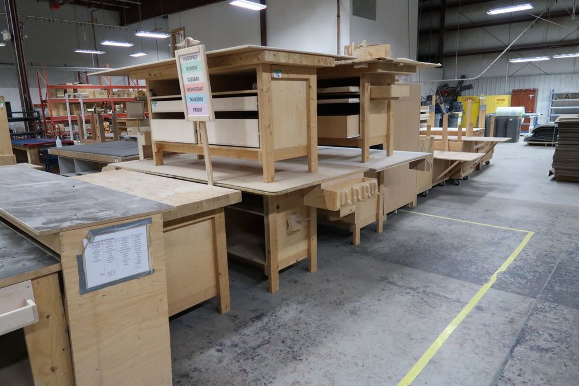 LARGE LOT OF ASST'D WOOD TABLES, MATERIAL CARTS ETC. - Image 2 of 2