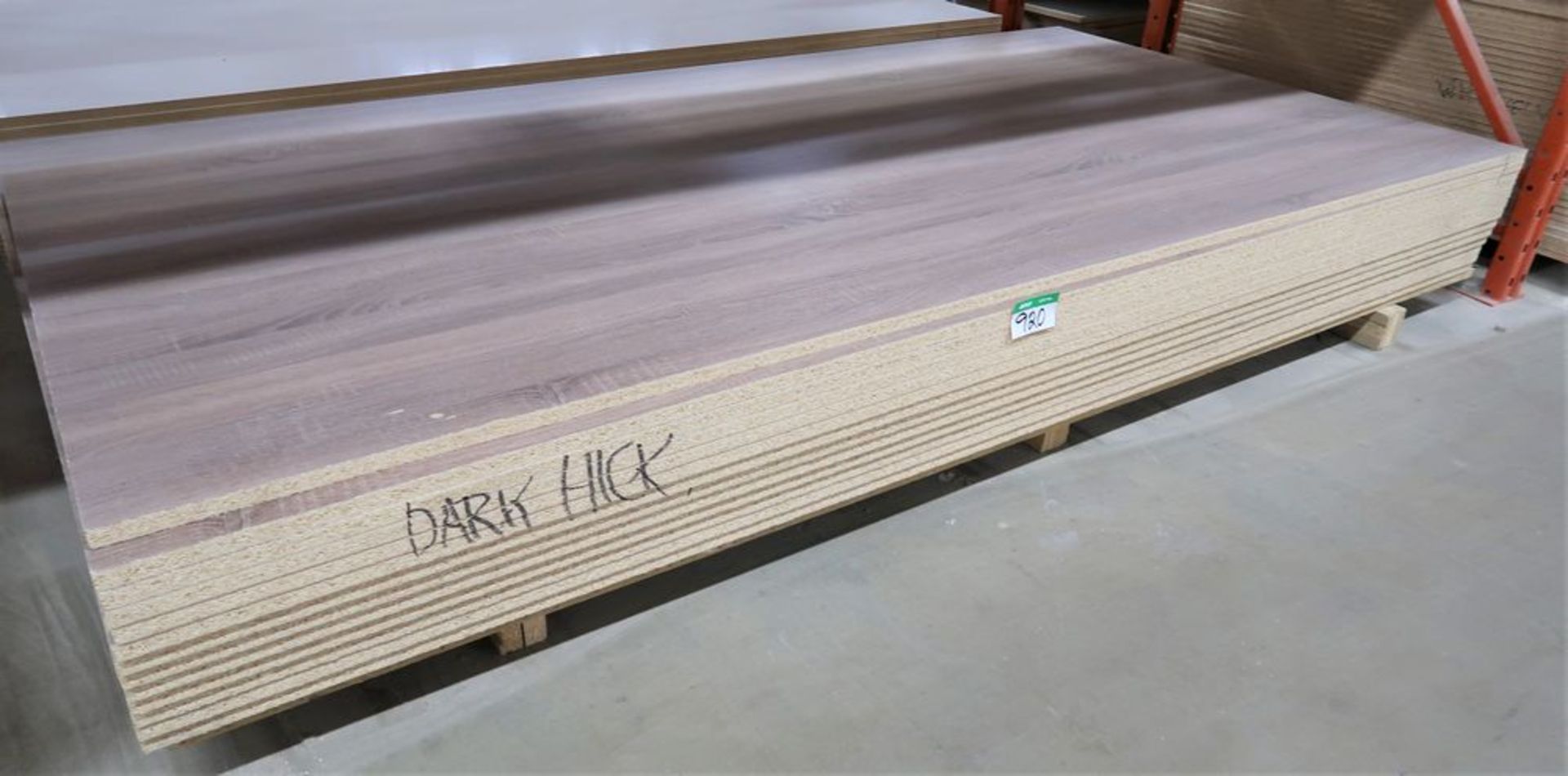 LOT OF 13 SHEETS DARK HICKORY 4' X 8' X 3/4" 2/S