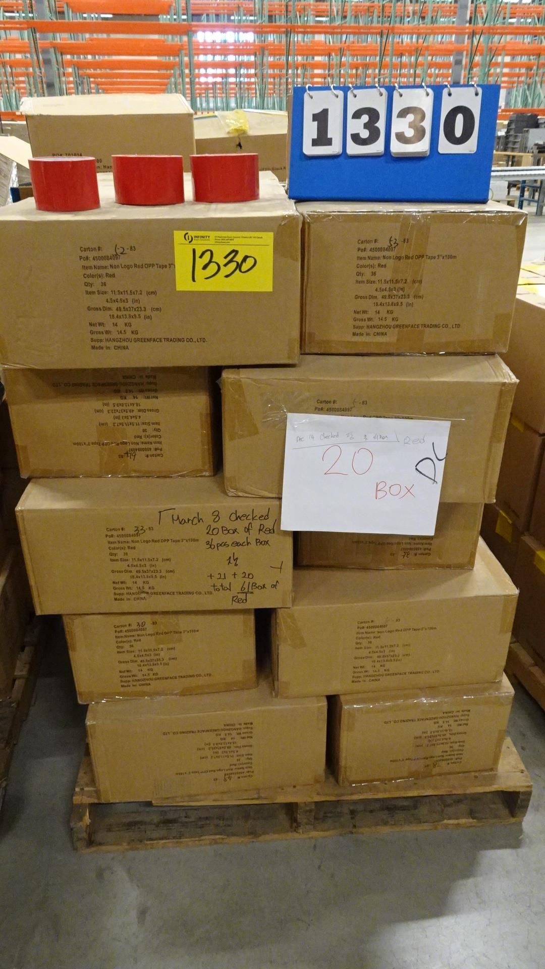 20 BOXES NON-LOGO, 3" X 100M RED TAPE