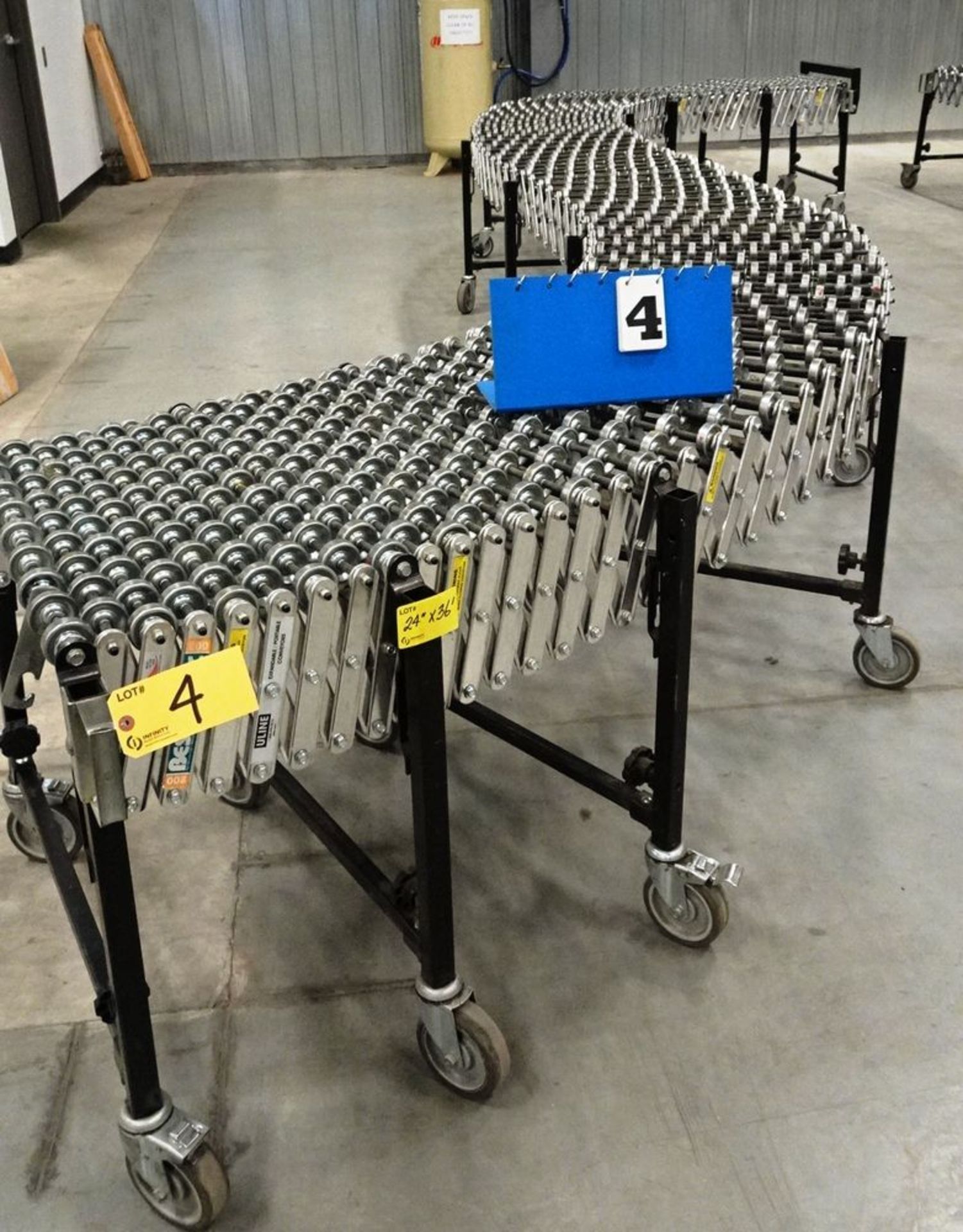 BEST FLEX 200 EXPANDABLE PORTABLE ROLLER TOP CONVEYOR, 24" X 36' LONG, ON CASTERS - Image 3 of 4