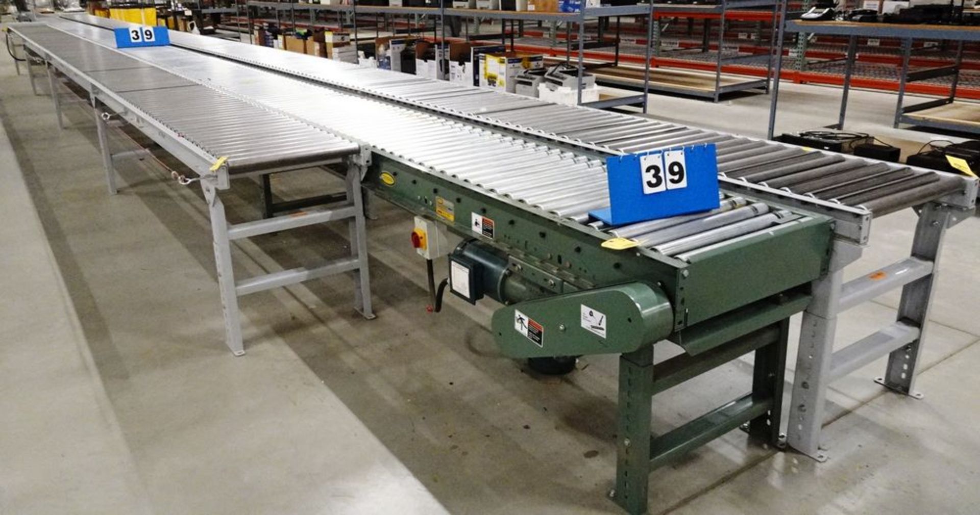 CUSTOM BUILT PACKING & SORTING LINE CONSISTING OF: 24" X 40' LONG ROLLER TOP CONVEYOR, 24" X 60'