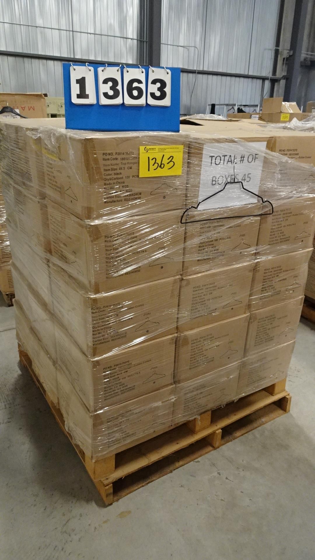 1 PALLET (45 BOXES) TOP WIRE HANGERS