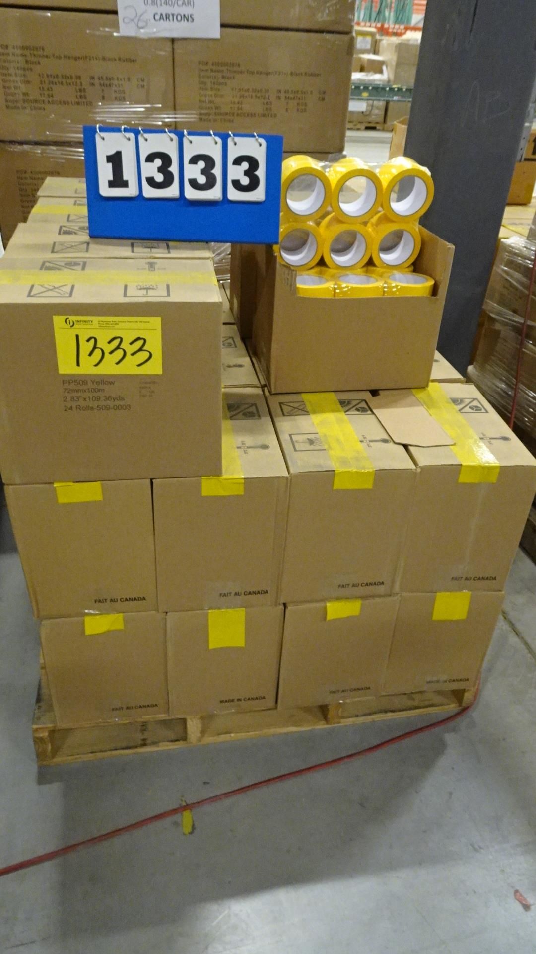 30 BOXES PP509, 72MM X 100M YELLOW TAPE