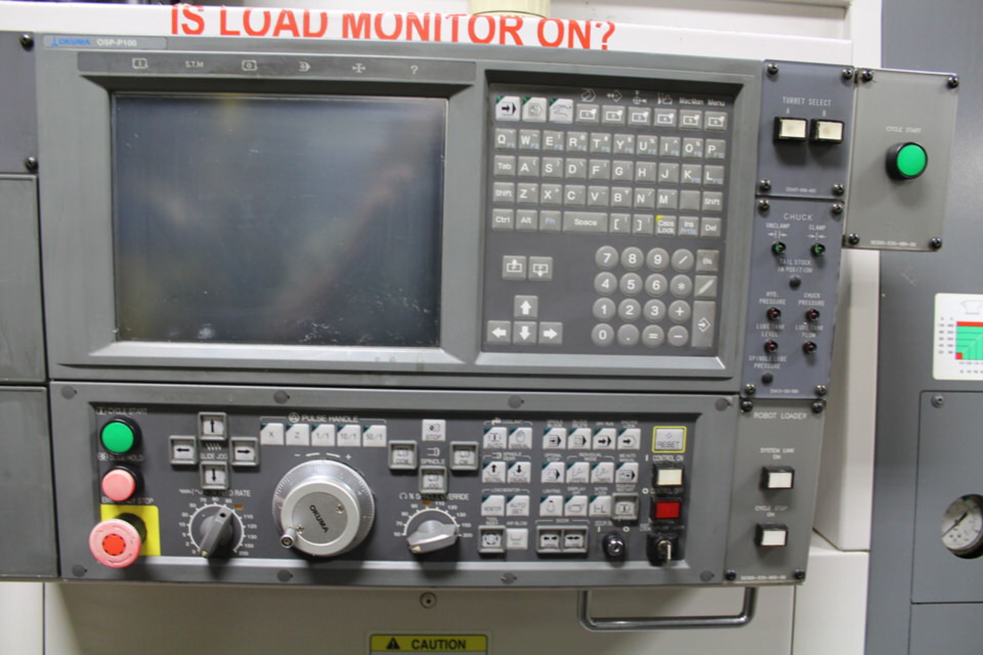 2007 OKUMA SIMUL TURN LU-300 CNC LATHE, SCHUNK ROTA THW 260-81, 10" 3 JAW CHUCK, 8 STATION TURRET - Image 2 of 5