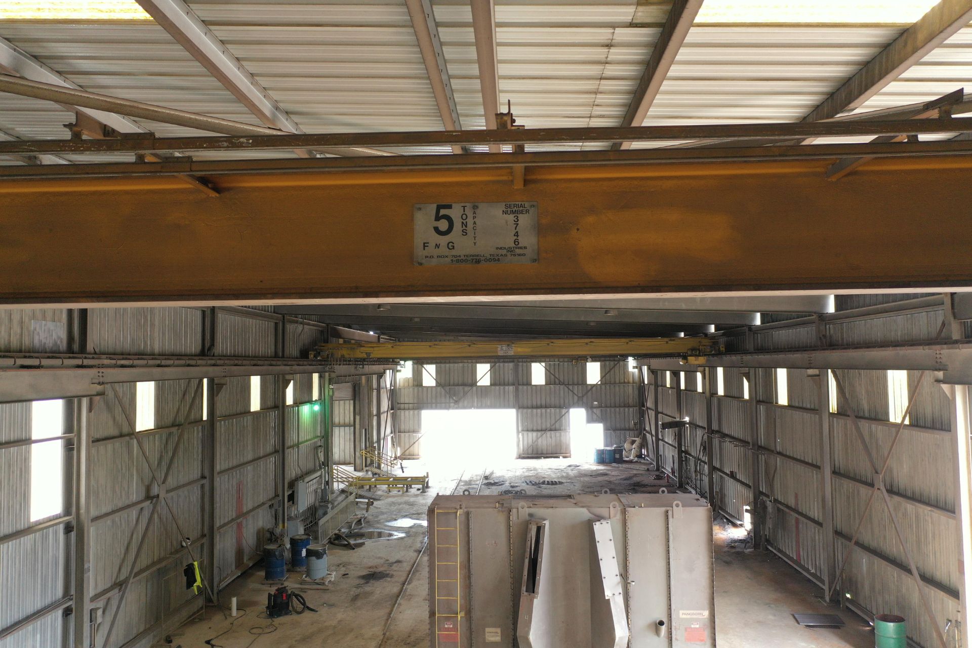 F&G 5 Ton Overhead Crane SN: 3746 with 5 Ton Hoist & Pendant Control, Approx 52 ft Span (LOCATION 1: - Image 2 of 4