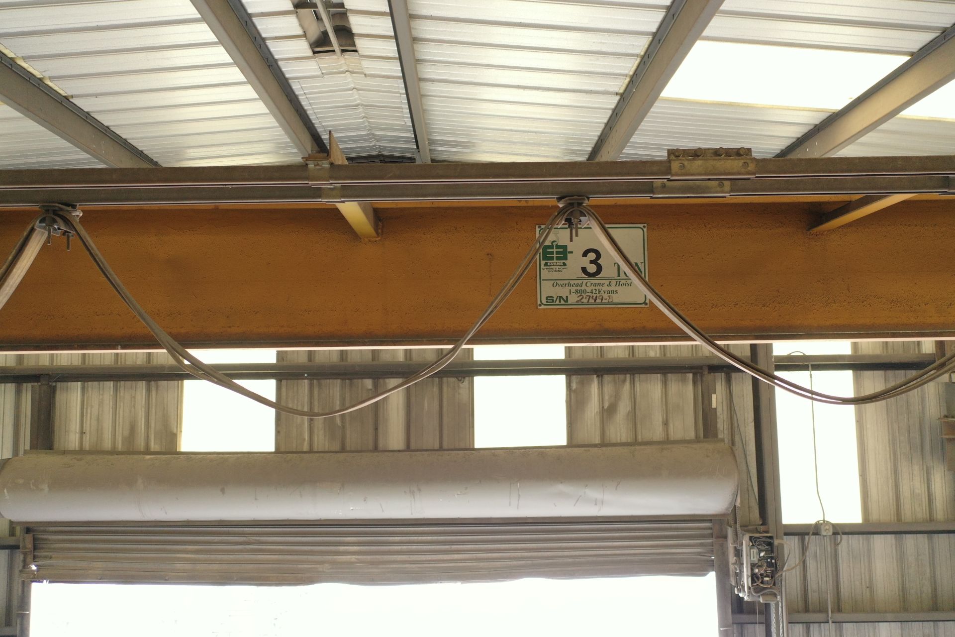 Evans 3 Ton Overhead Crane SN: 2479B with 3 Ton Hoist & Pendant Control, Approx 40 ft Span (LOCATION - Image 2 of 7
