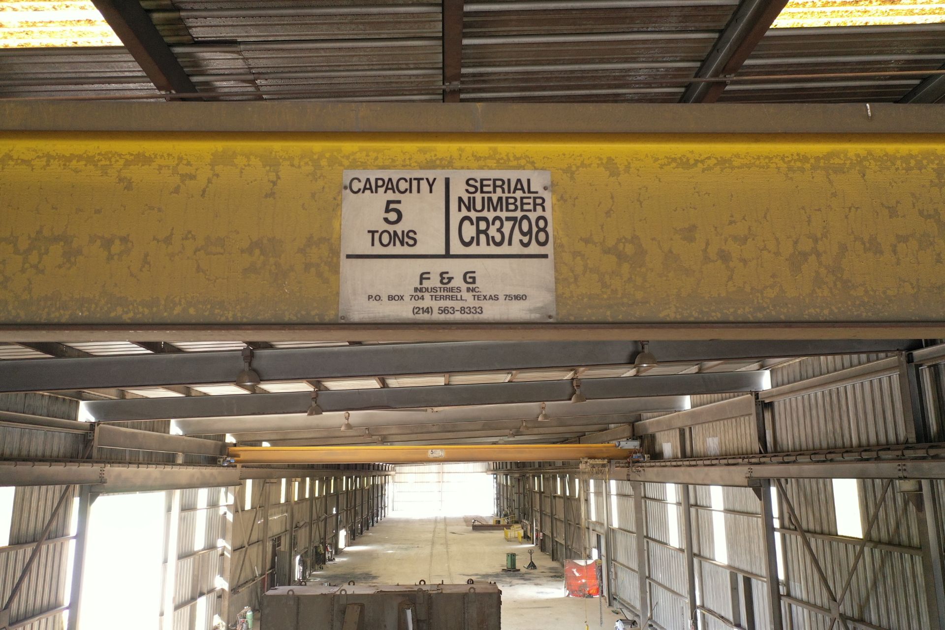 F&G 5 Ton Overhead Crane SN: CR3798 with 5 Ton Hoist & Pendant Control, Approx 52 ft Span ( - Image 2 of 5