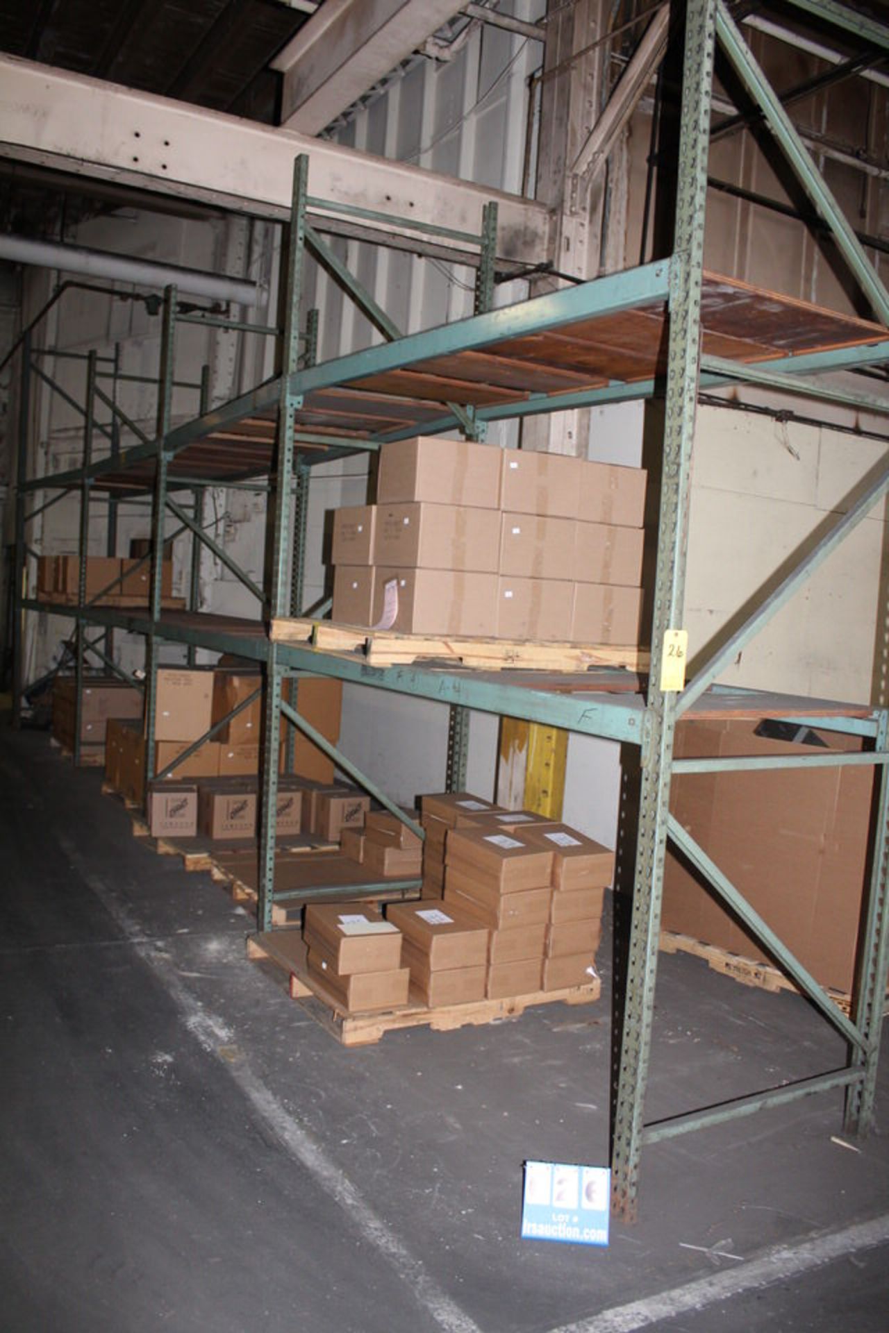 (4) SECTIONS PALLET RACK, 12' X 42" UPRIGHTS, 8' CROSSBEAMS (NO CONTENTS & DELAYED REMOVAL)
