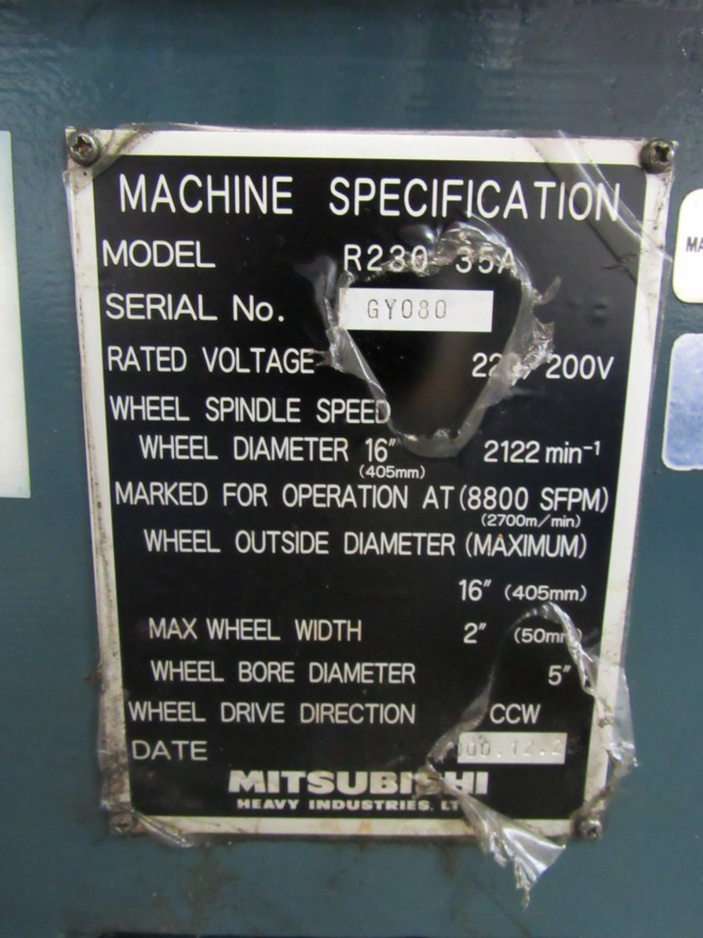 Mitsubishi Model R230-35A CNC O.D. / I.D. Grinder - Image 9 of 9