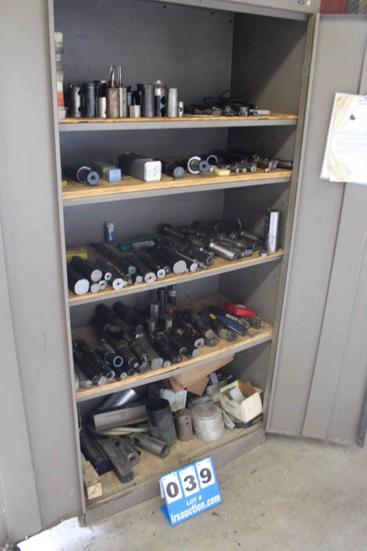 2 DOOR STORAGE CABINET W/ CONTS: ASST LATHE TOOLING